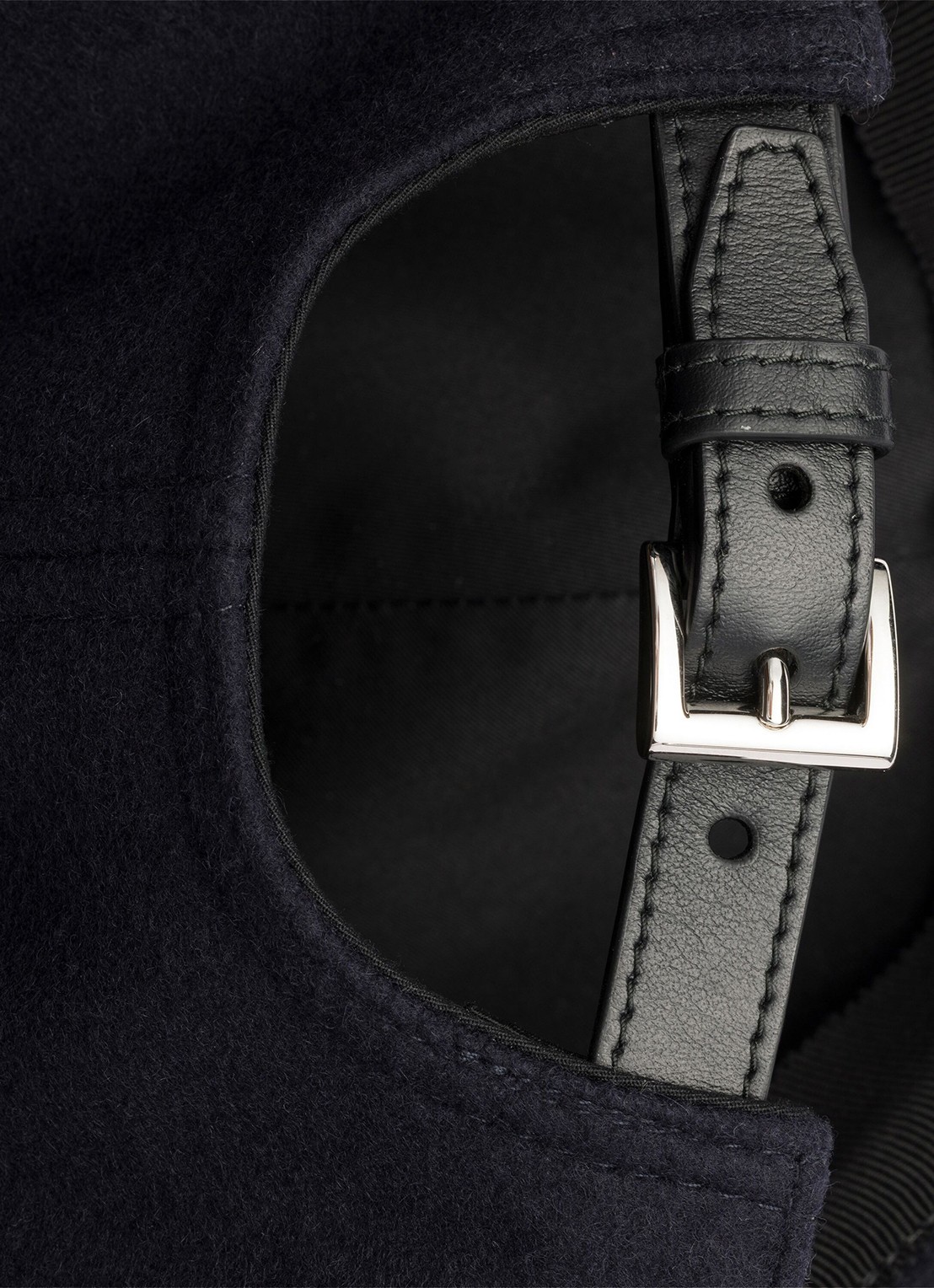 Prada Baseball pet van kasjmier met logoborduring - detail 3 donkerblauw