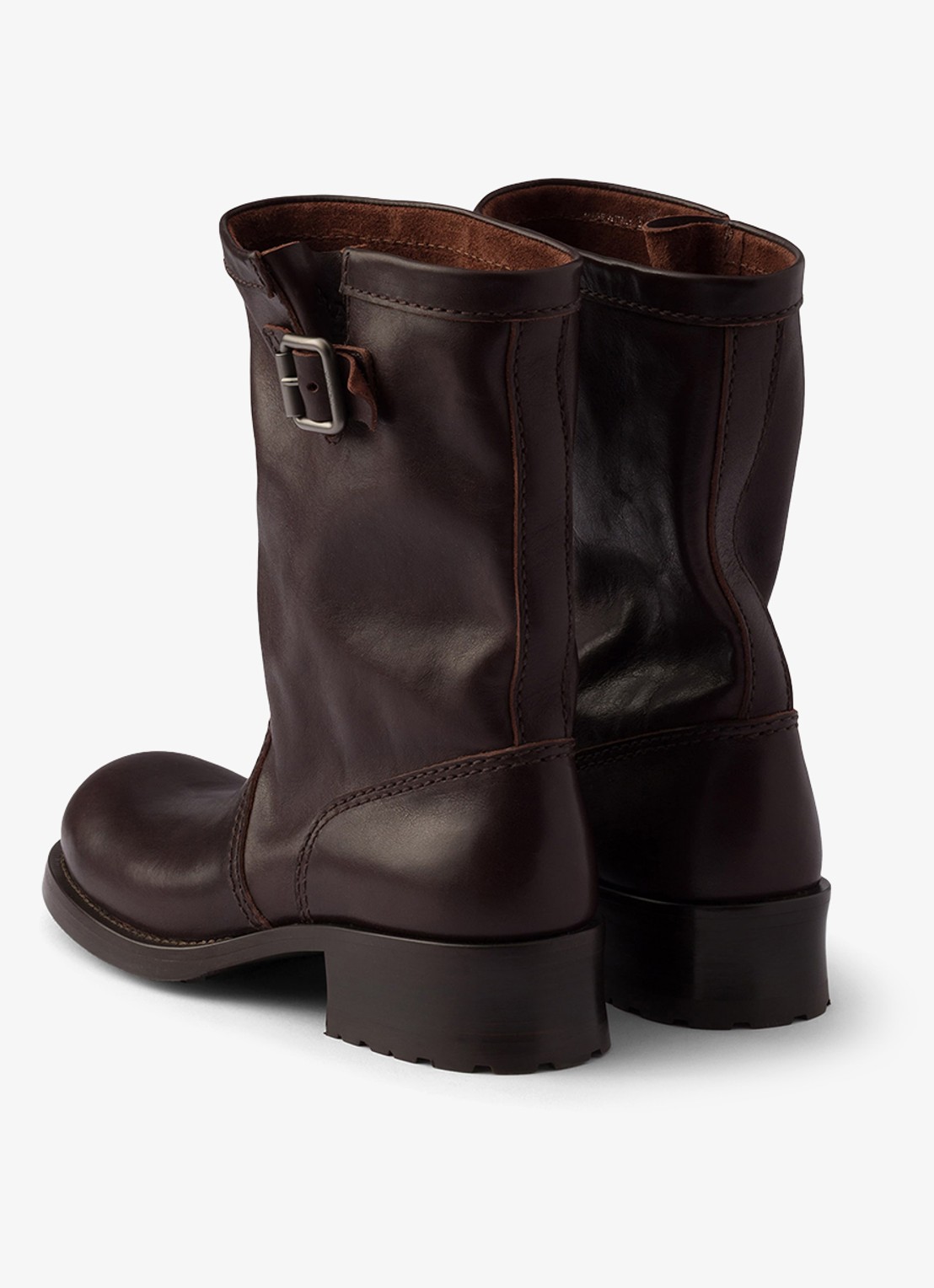Prada Biker boot van kalfsleer - achterkant 7 donkerbruin