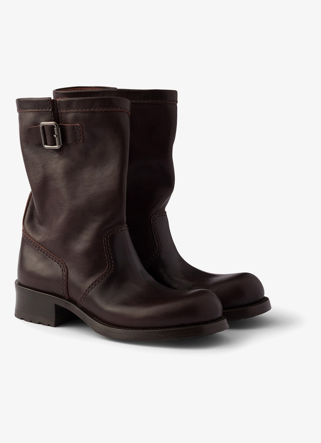 Prada Biker boot van kalfsleer - detail 3 donkerbruin