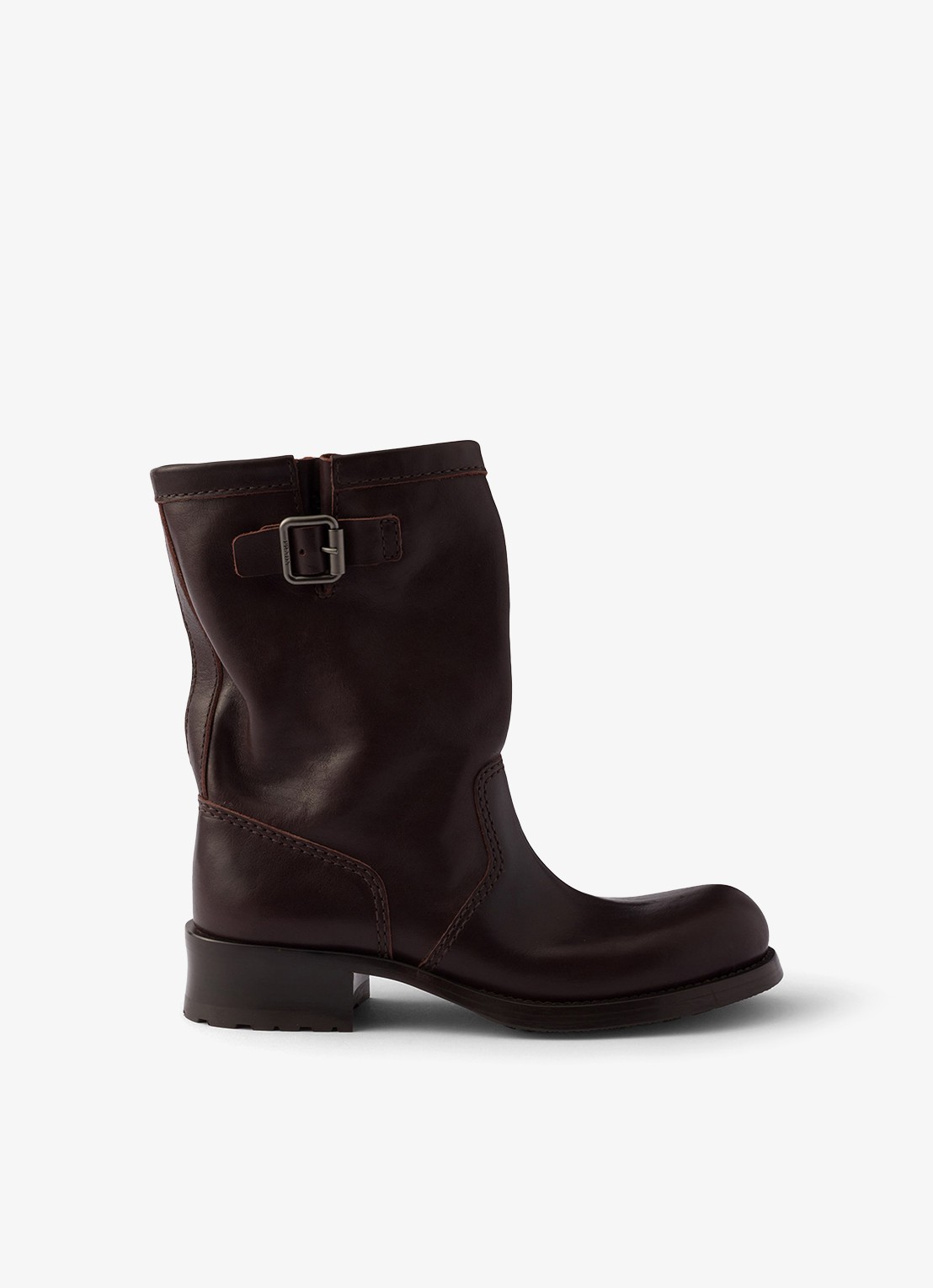 Prada Biker boot van kalfsleer - voorkant donkerbruin