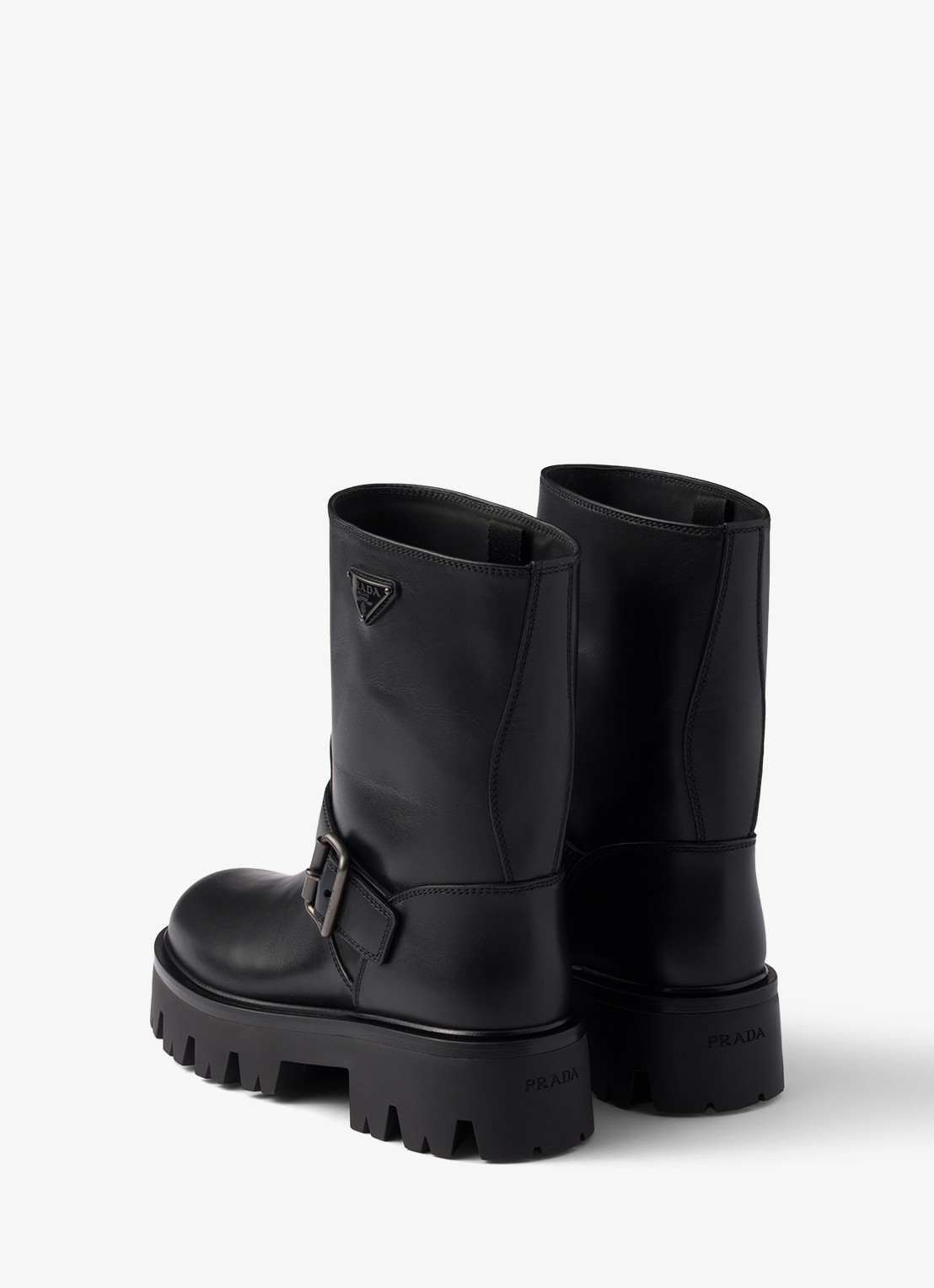 Prada Biker boot van leer - achterkant zwart