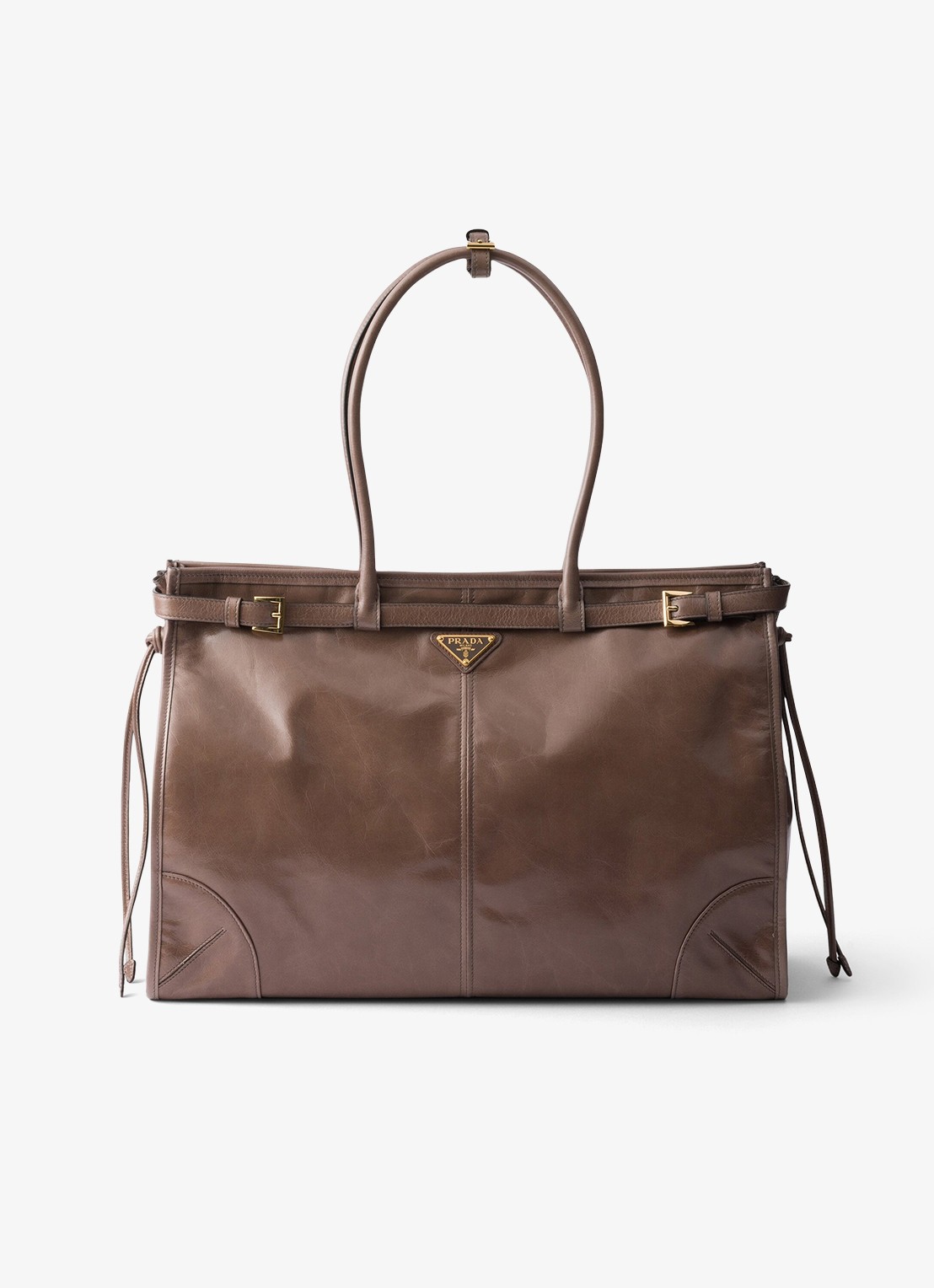 Prada Bonnie Extra-Large schoudertas van kalfsleer - voorkant taupe