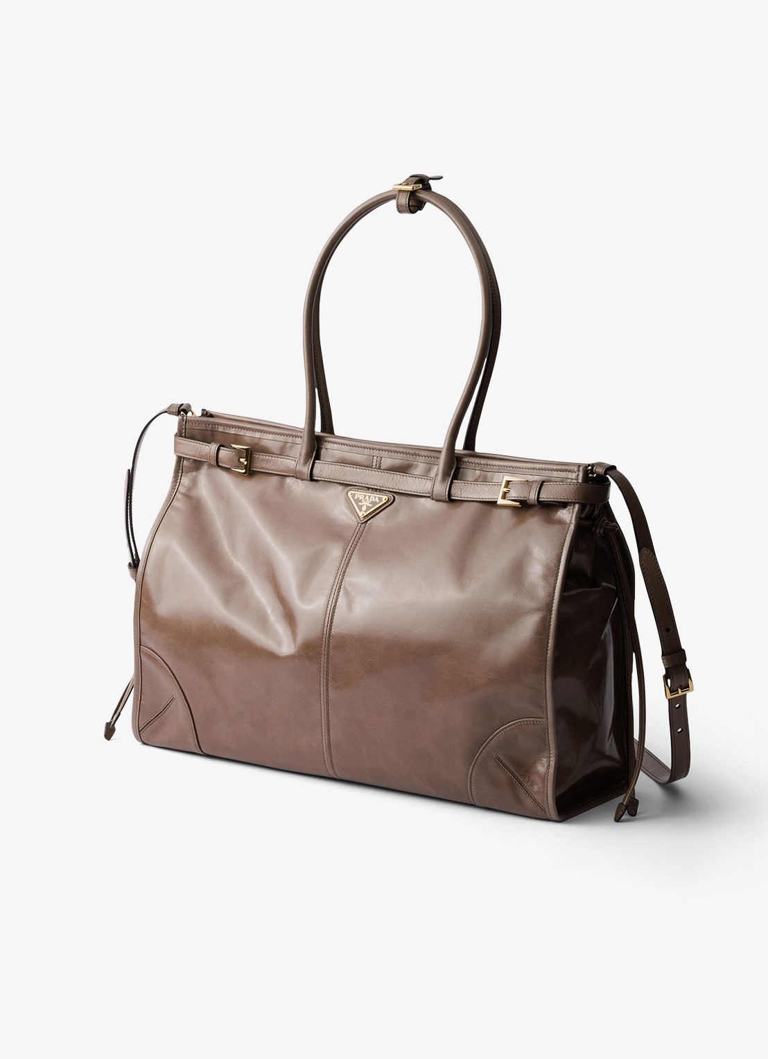 Prada Bonnie Extra-Large schoudertas van kalfsleer - voorkant 2 taupe