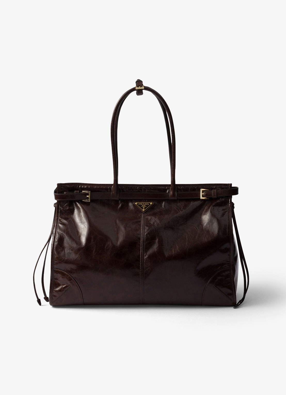 Prada Bonnie Extra-Large schoudertas van kalfsleer - voorkant donkerbruin