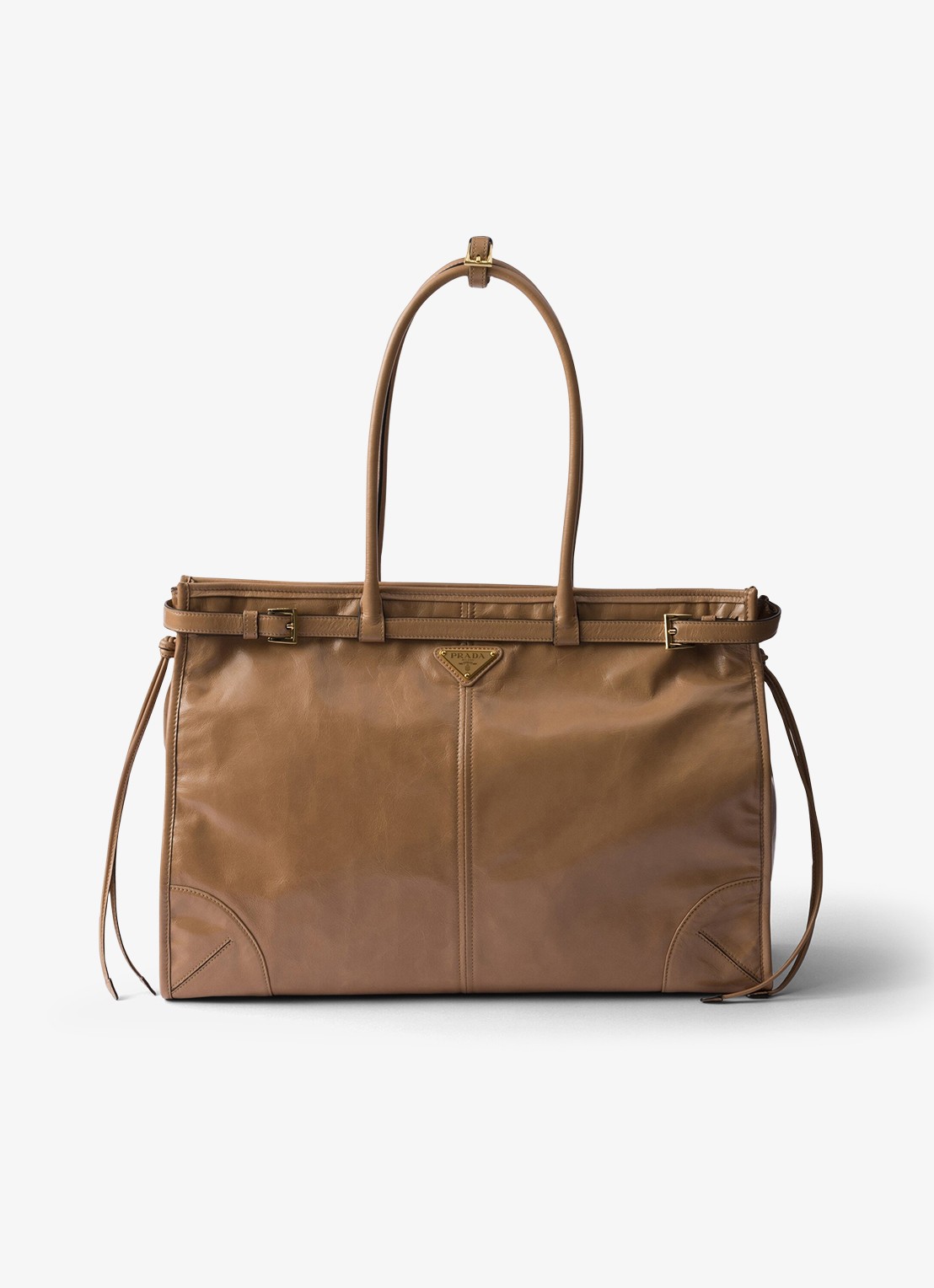 Prada Bonnie Extra-Large schoudertas van kalfsleer - voorkant 5 lichtbruin