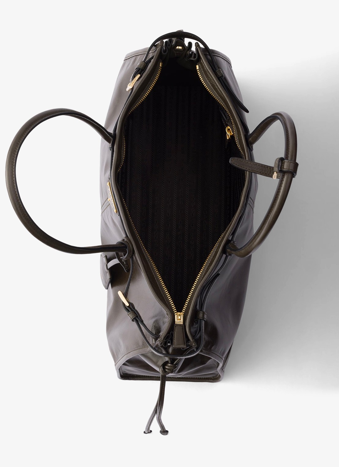 Prada Bonnie Extra-Large schoudertas van kalfsleer - detail donkergroen