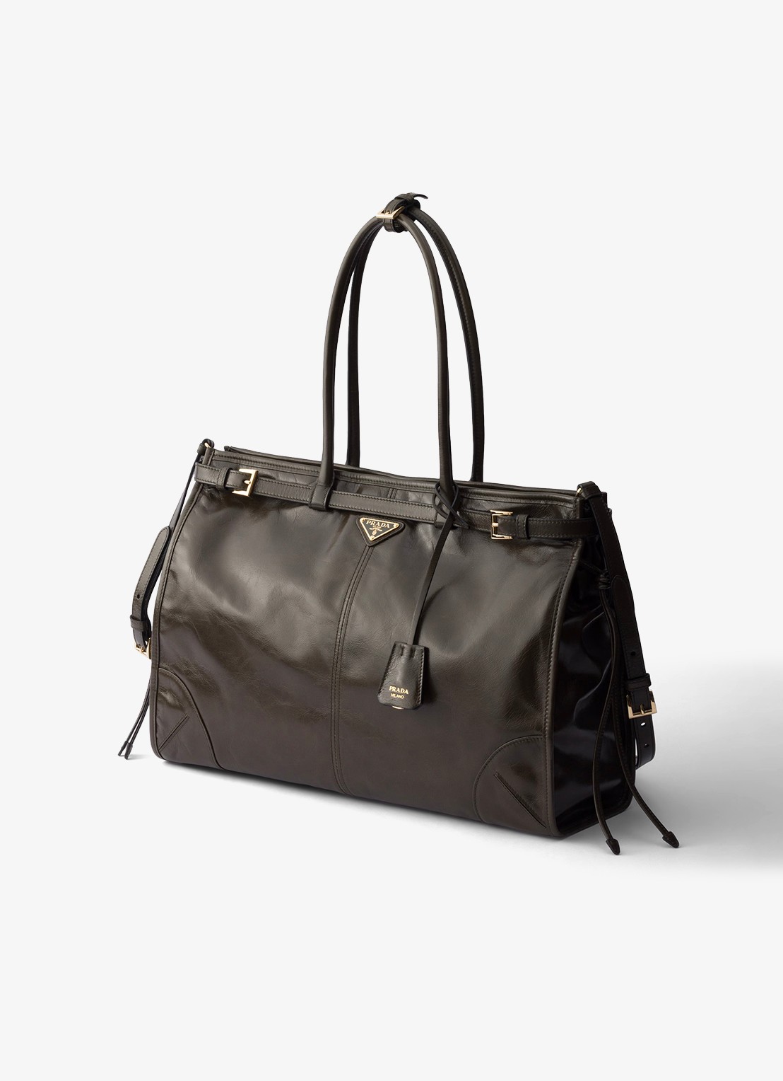 Prada Bonnie Extra-Large schoudertas van kalfsleer - voorkant 5 donkergroen