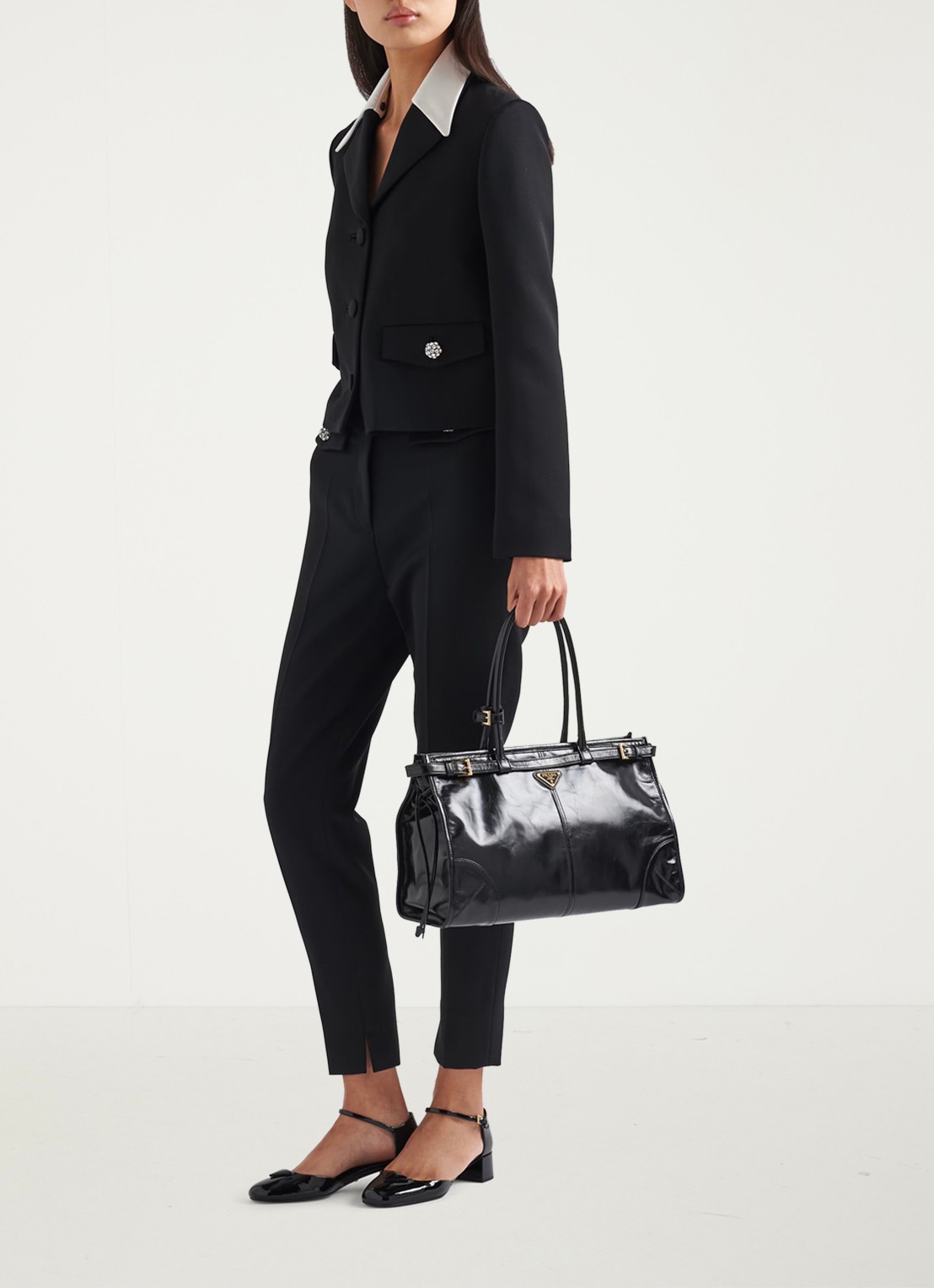 Prada Bonnie Large schoudertas van kalfsleer - voorkant 7 zwart