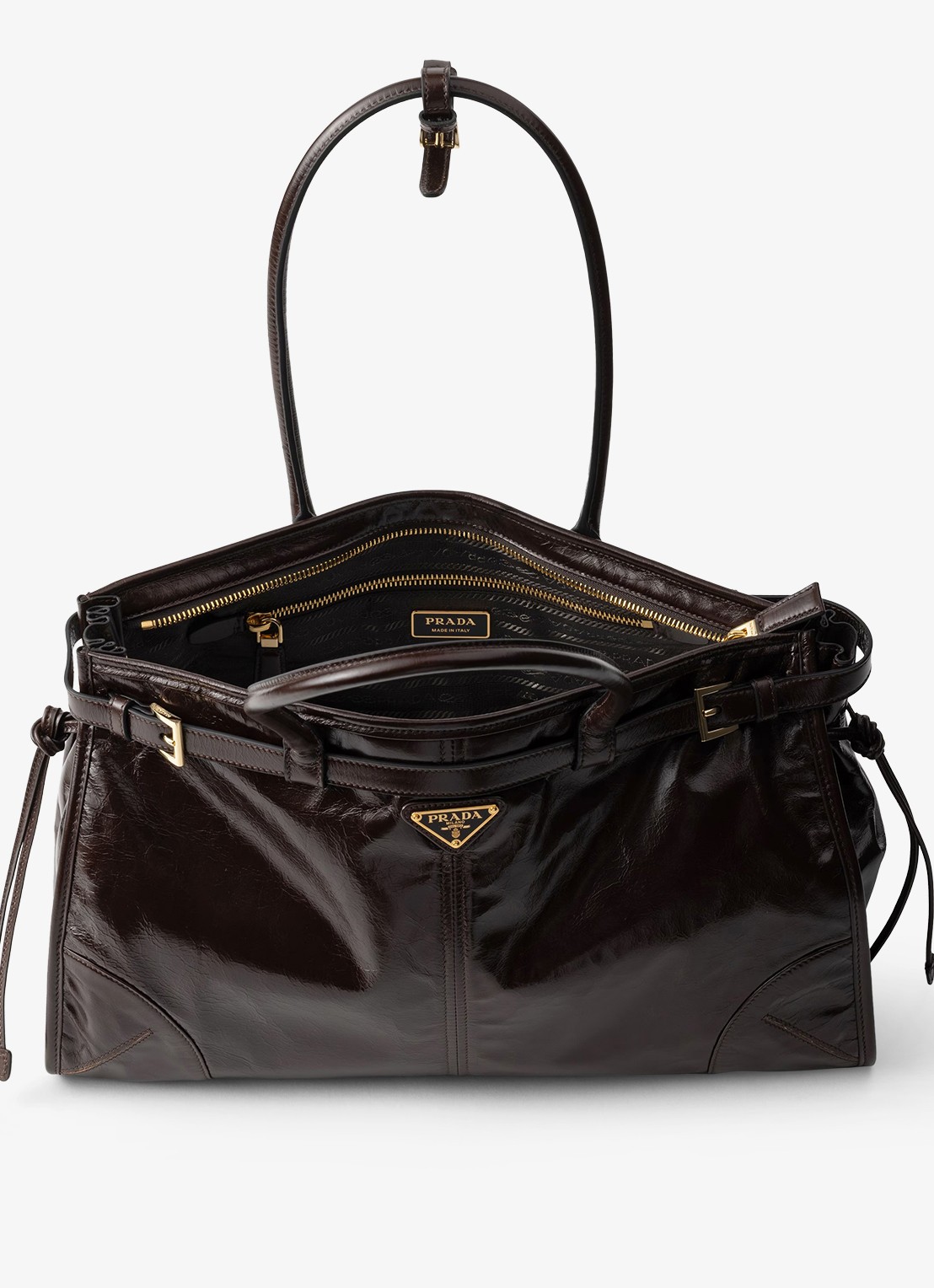 Prada Bonnie Large schoudertas van kalfsleer - detail 3 donkerbruin