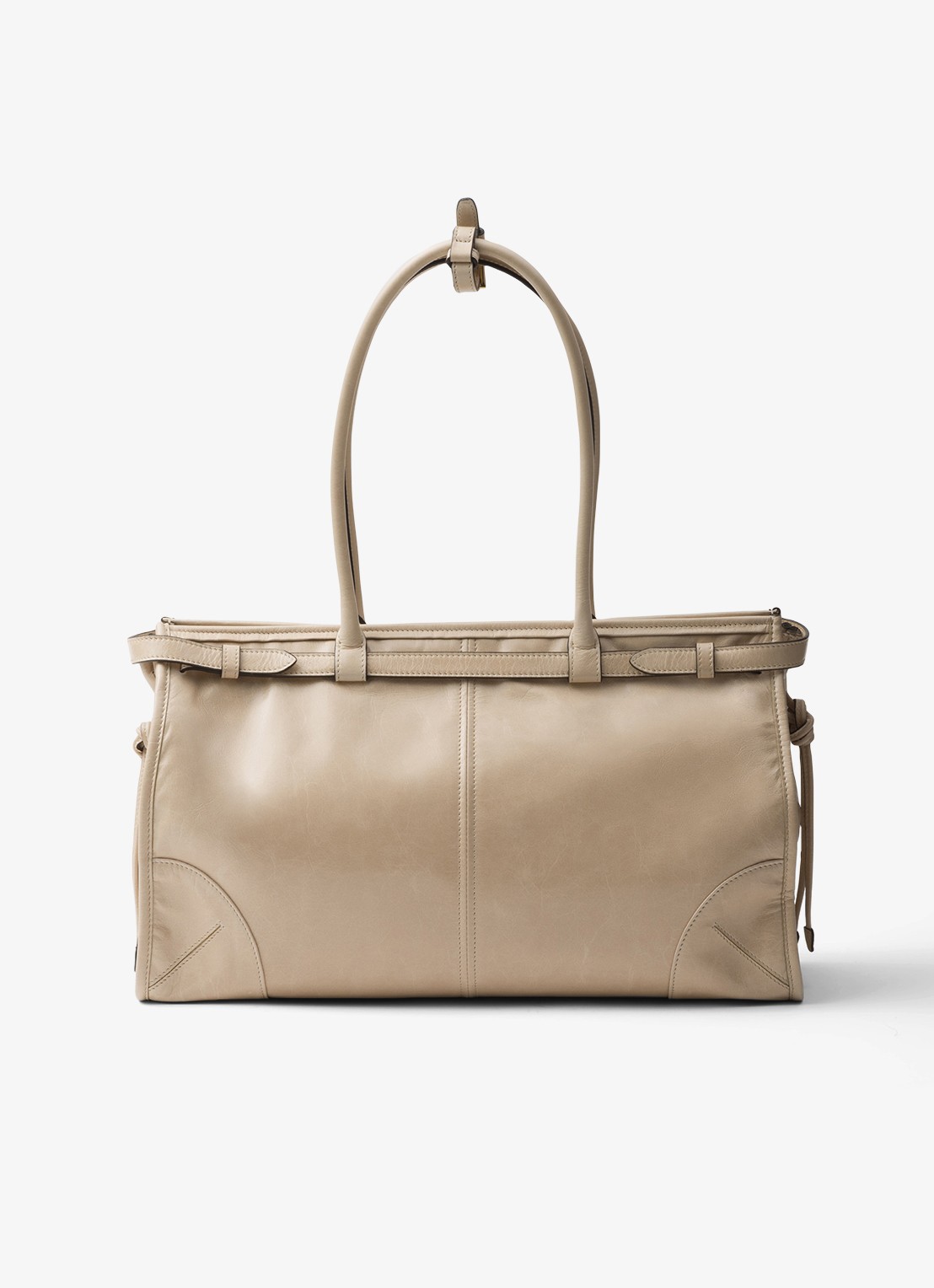 Prada Bonnie Large schoudertas van kalfsleer - achterkant 7 beige