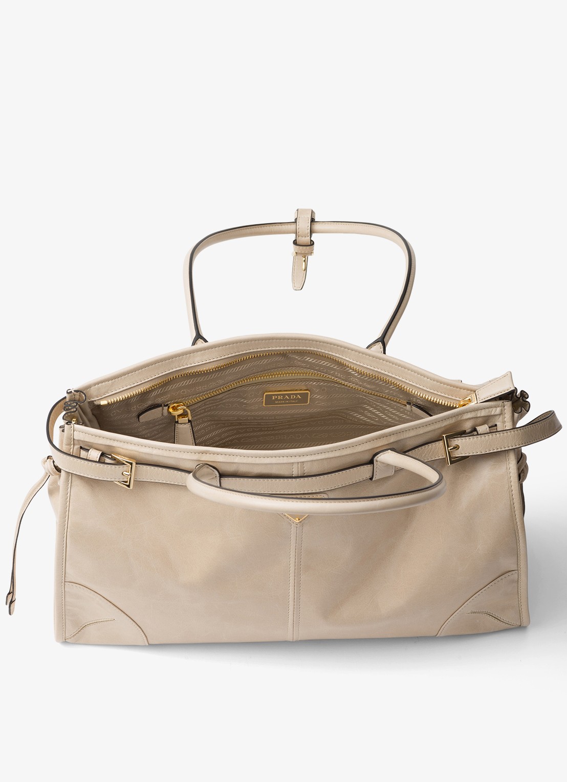 Prada Bonnie Large schoudertas van kalfsleer - detail 2 beige