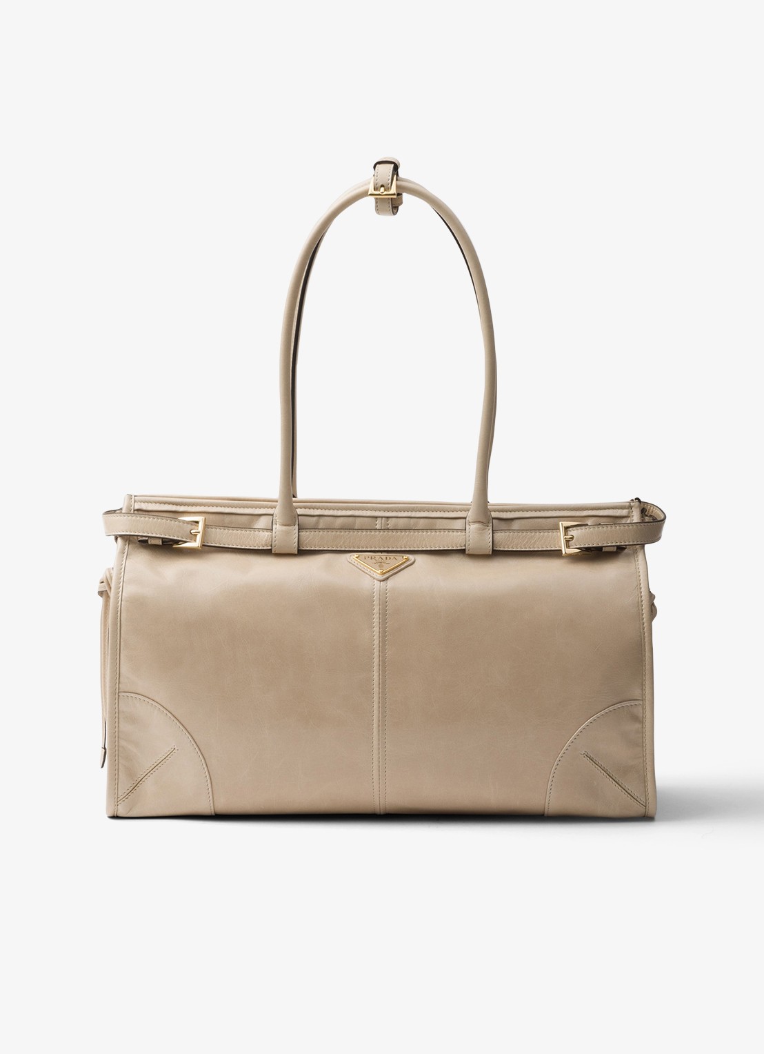 Prada Bonnie Large schoudertas van kalfsleer - voorkant 5 beige