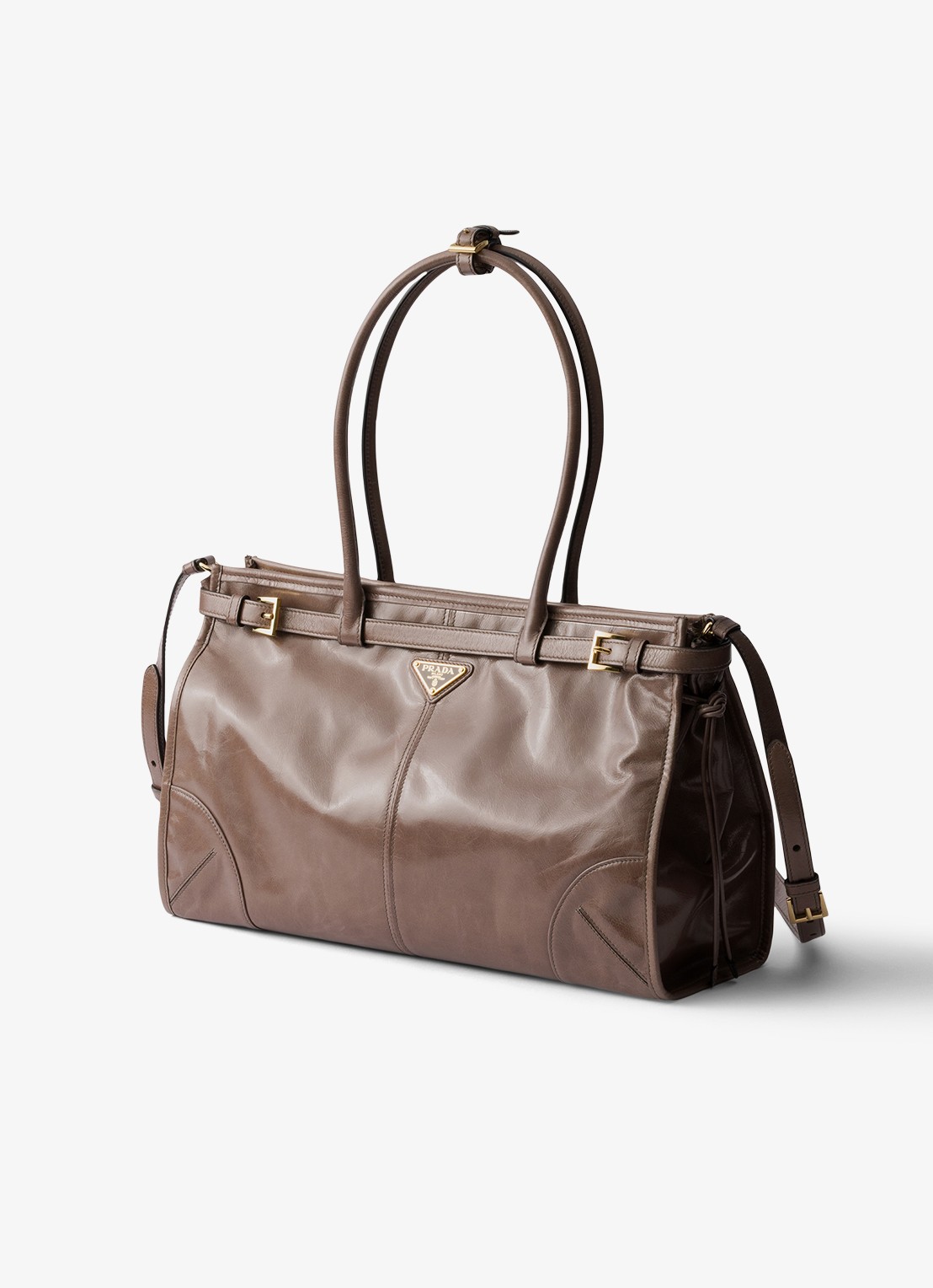 Prada Bonnie Large schoudertas van kalfsleer - voorkant 2 taupe