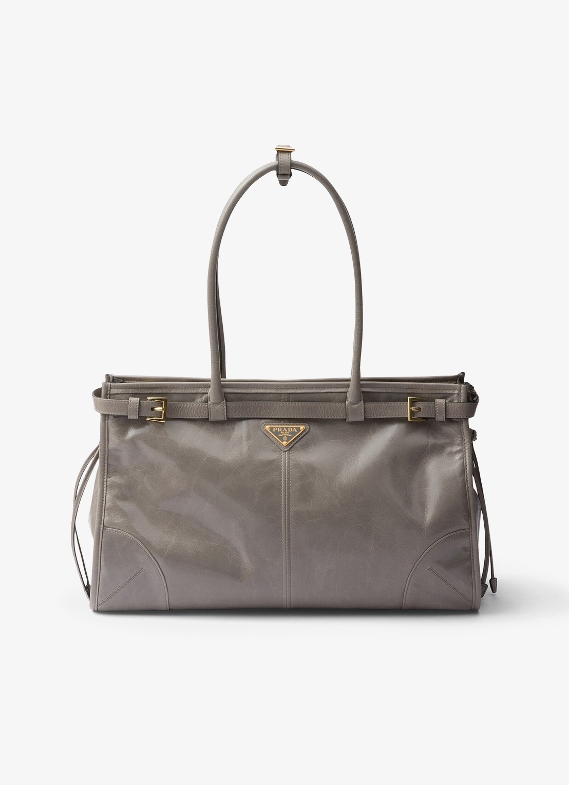 Prada Bonnie Large schoudertas van kalfsleer - voorkant middengrijs