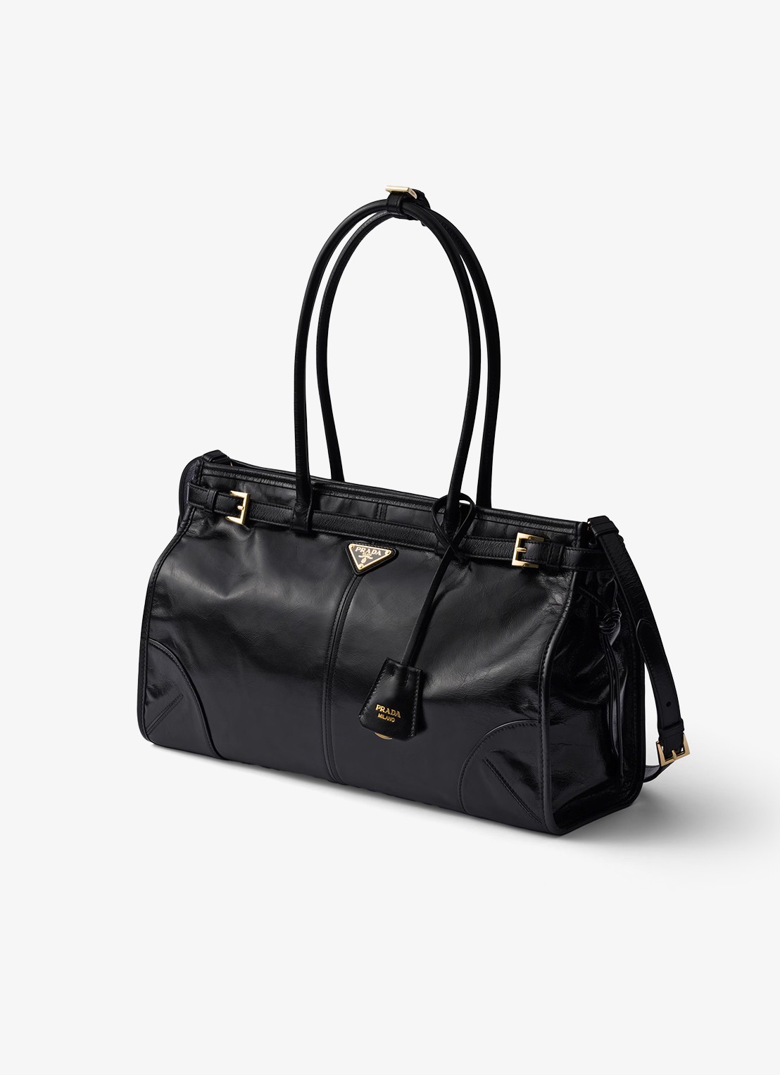 Prada Bonnie Large schoudertas van kalfsleer - voorkant 6 zwart