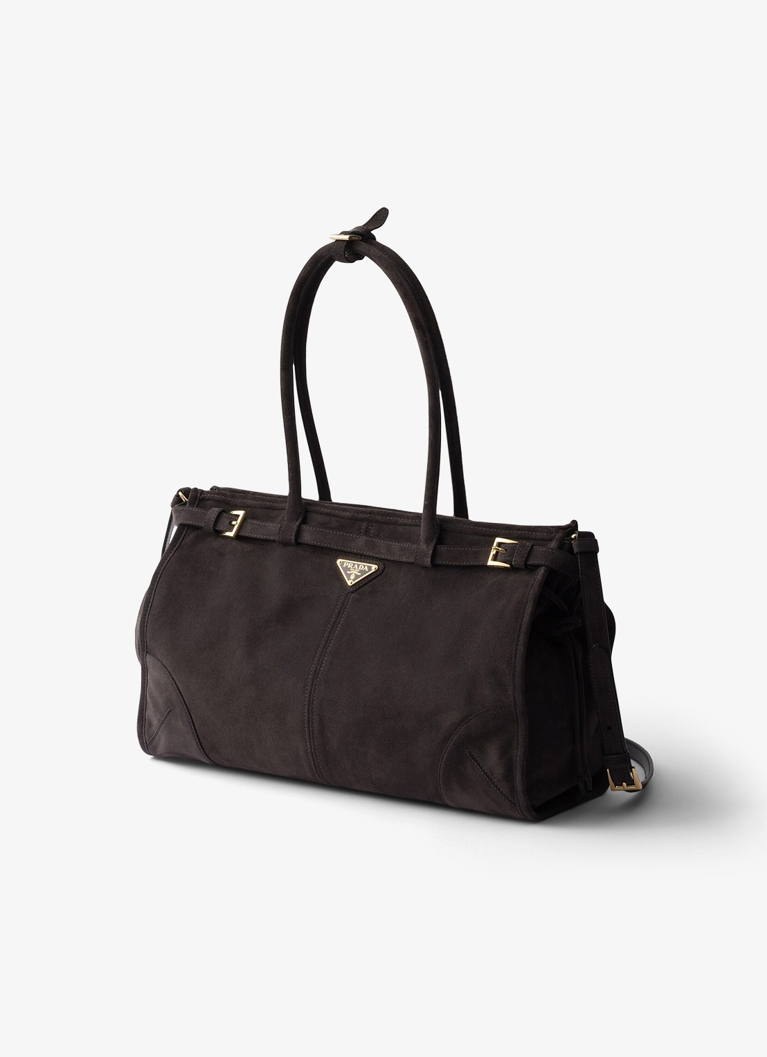 Prada Bonnie Large schoudertas van kalfssuède - voorkant 2 taupe