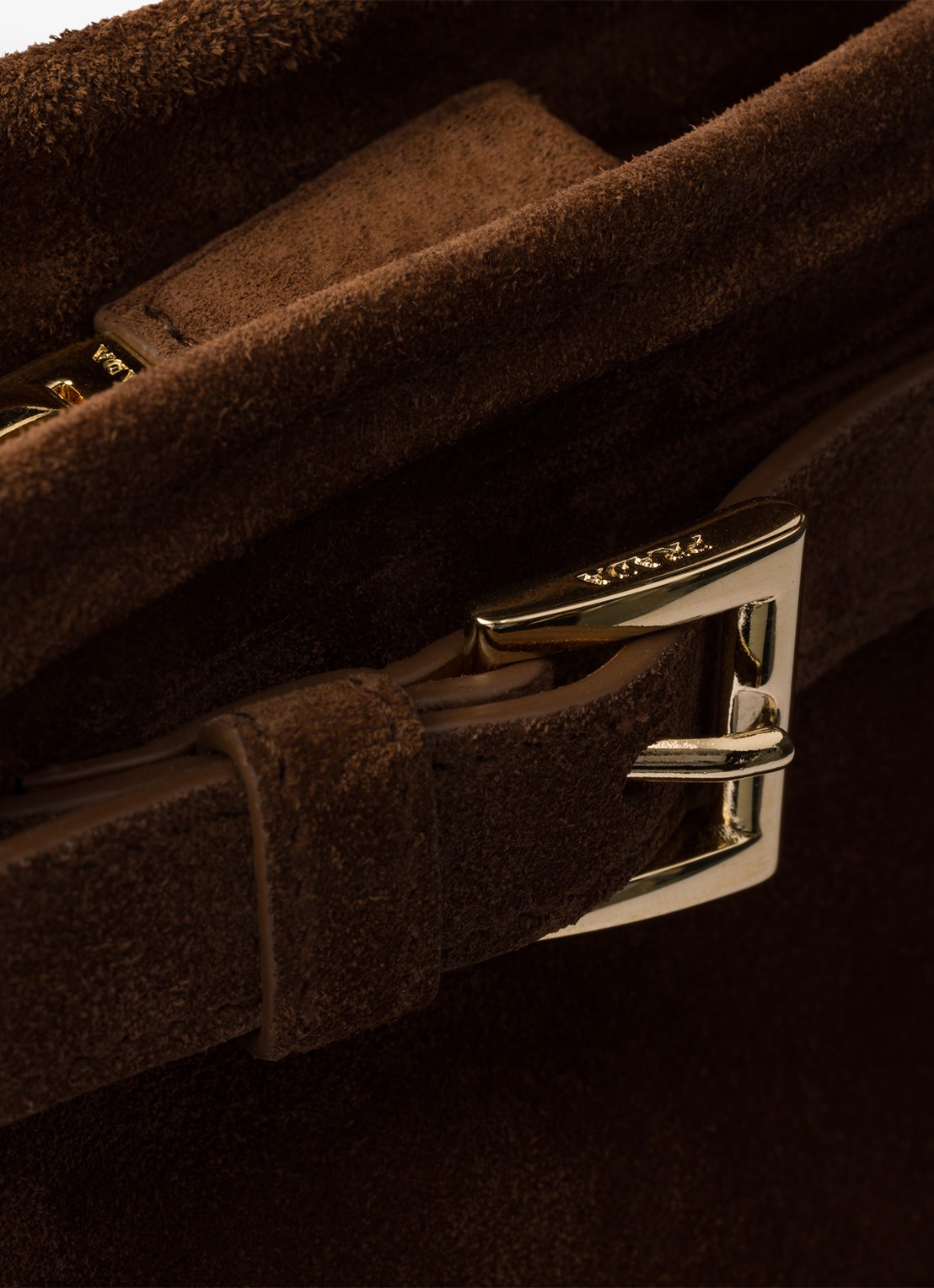Prada Bonnie Large schoudertas van kalfssuède - detail 5 bruin