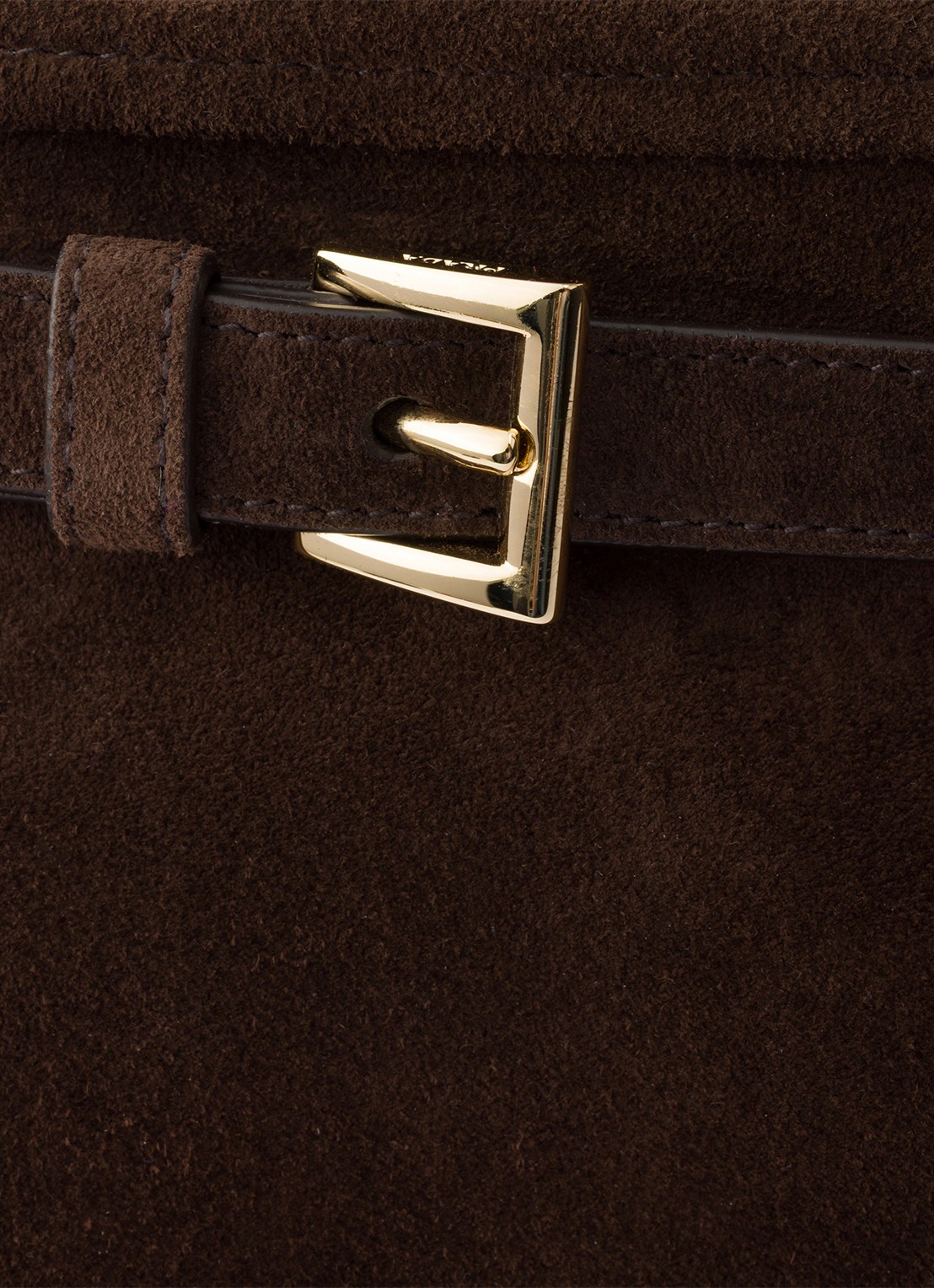 Prada Bonnie Large schoudertas van kalfssuède - detail 5 donkerbruin
