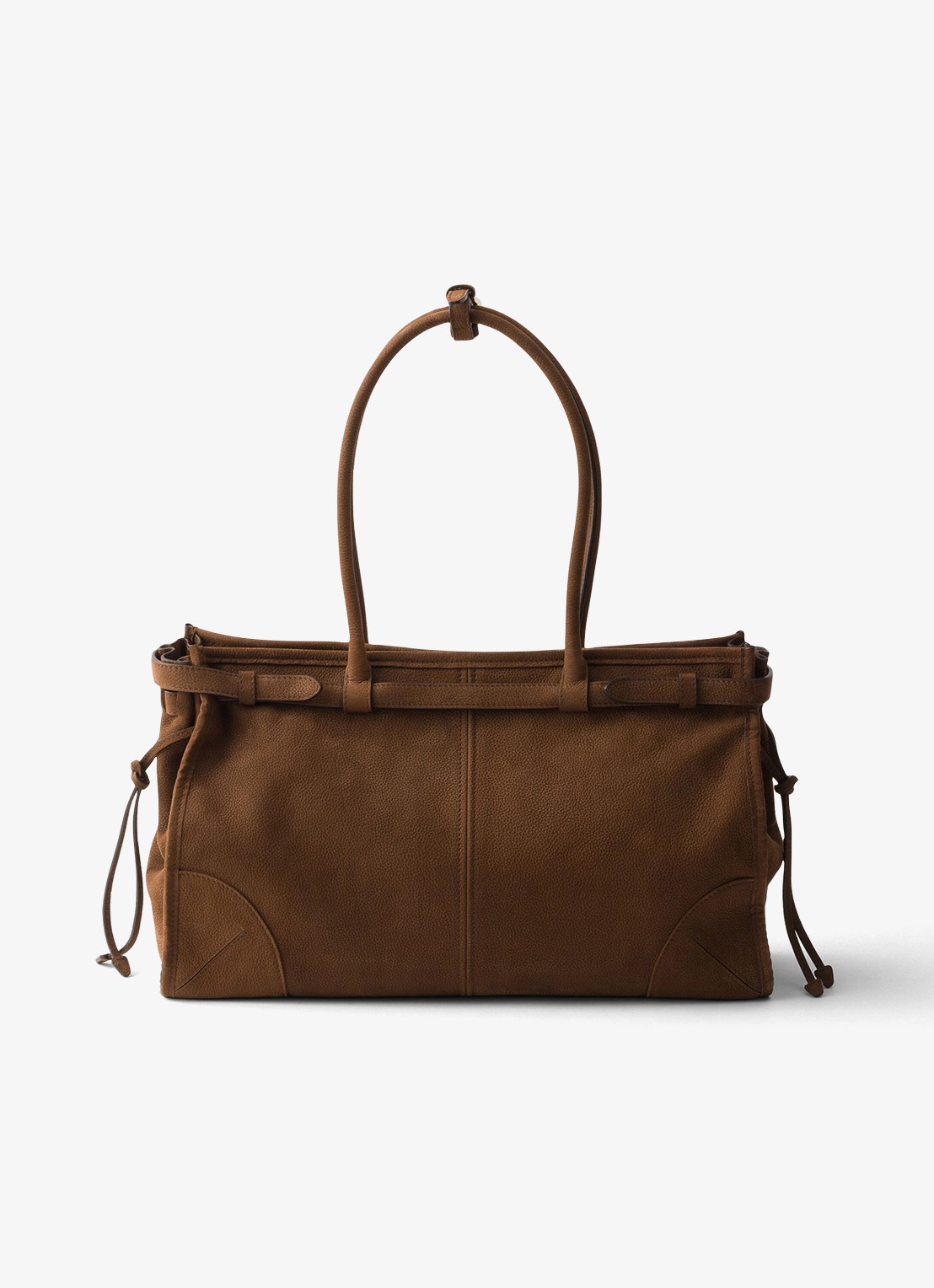 Prada Bonnie Large schoudertas van nubuck - achterkant 7 donkerbruin