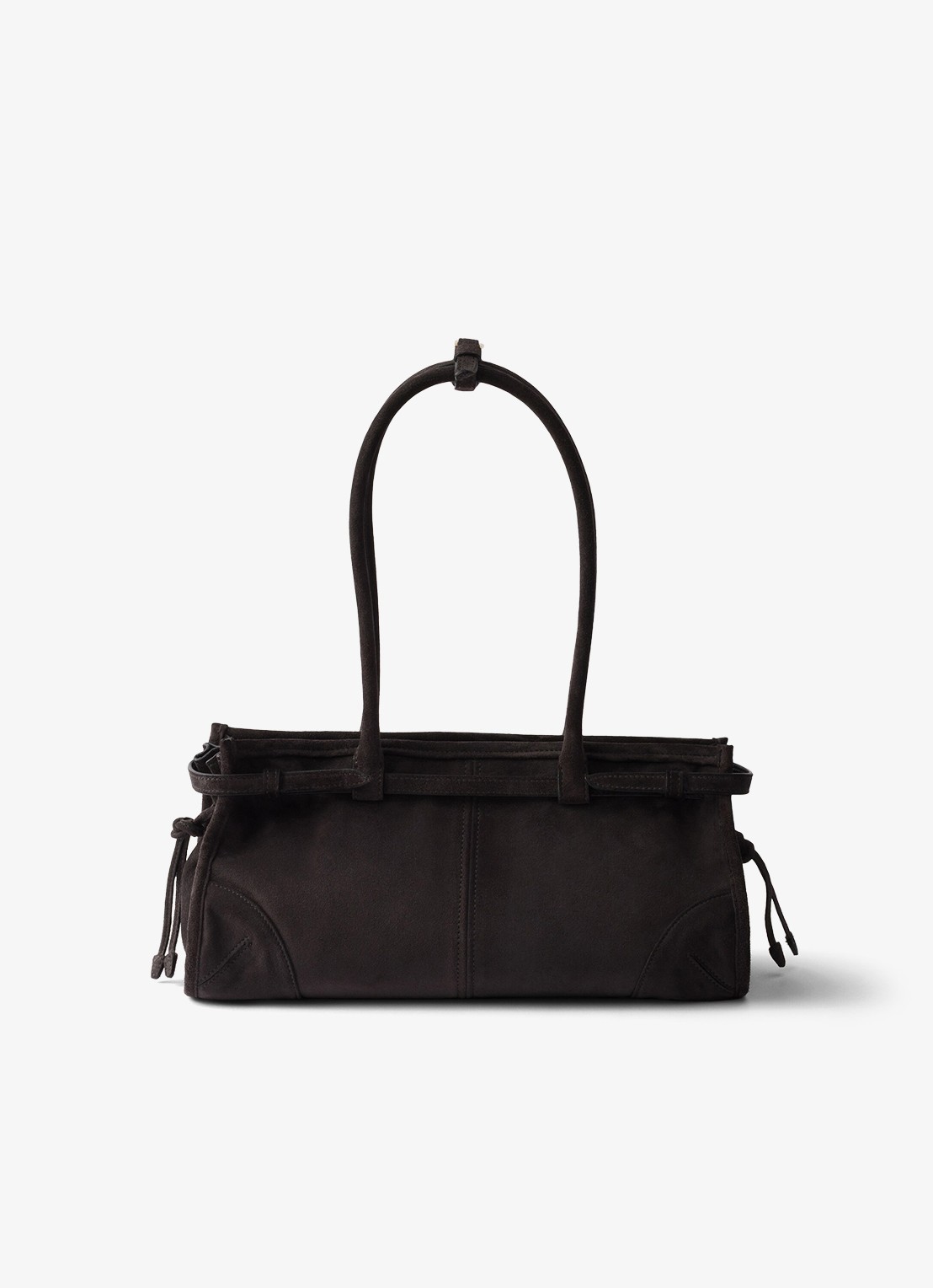 Prada Bonnie Medium handtas van kalfssuède - achterkant taupe