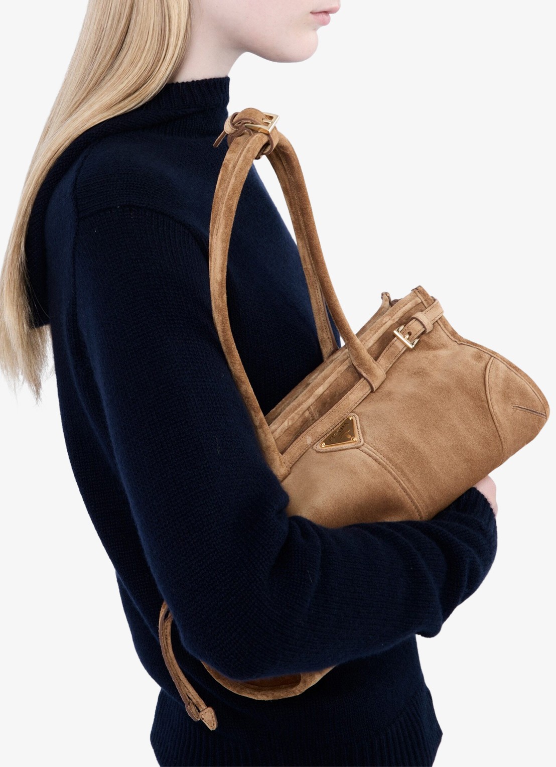 Prada Bonnie Medium handtas van kalfssuède - detail 2 bruin