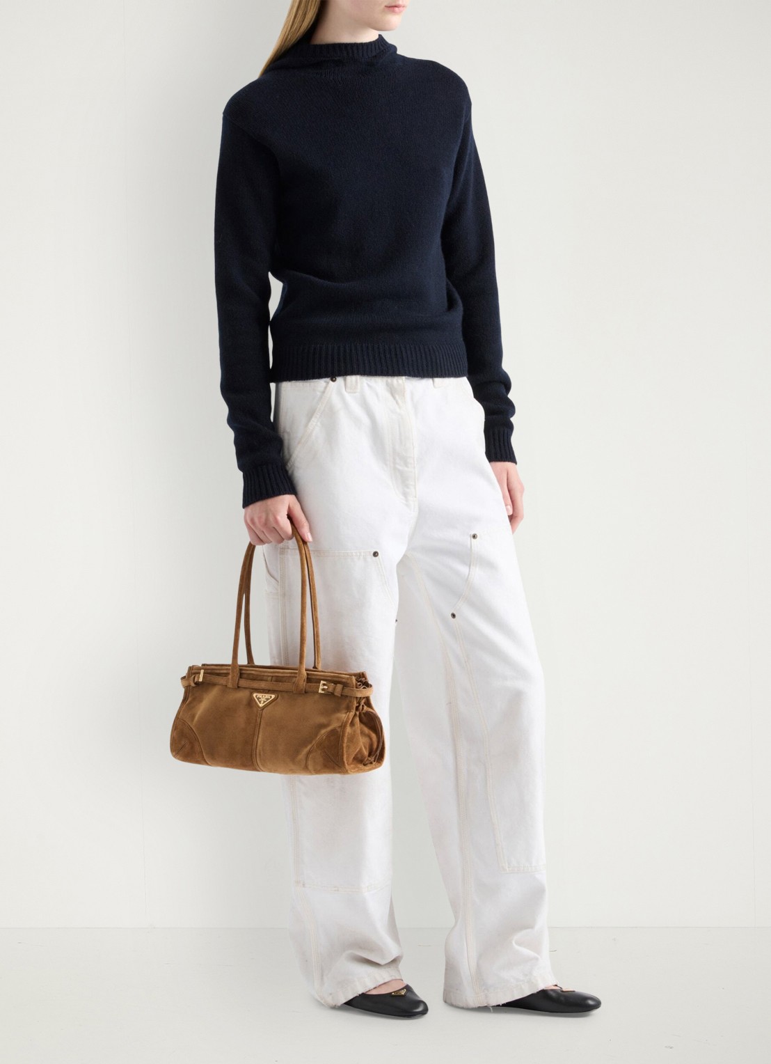 Prada Bonnie Medium handtas van kalfssuède - voorkant 6 bruin