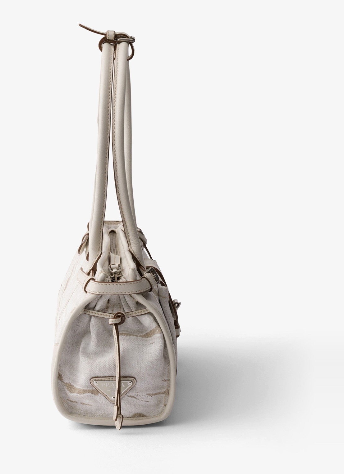 Prada Bonnie Medium schoudertas met leren details - detail 5 gebroken wit
