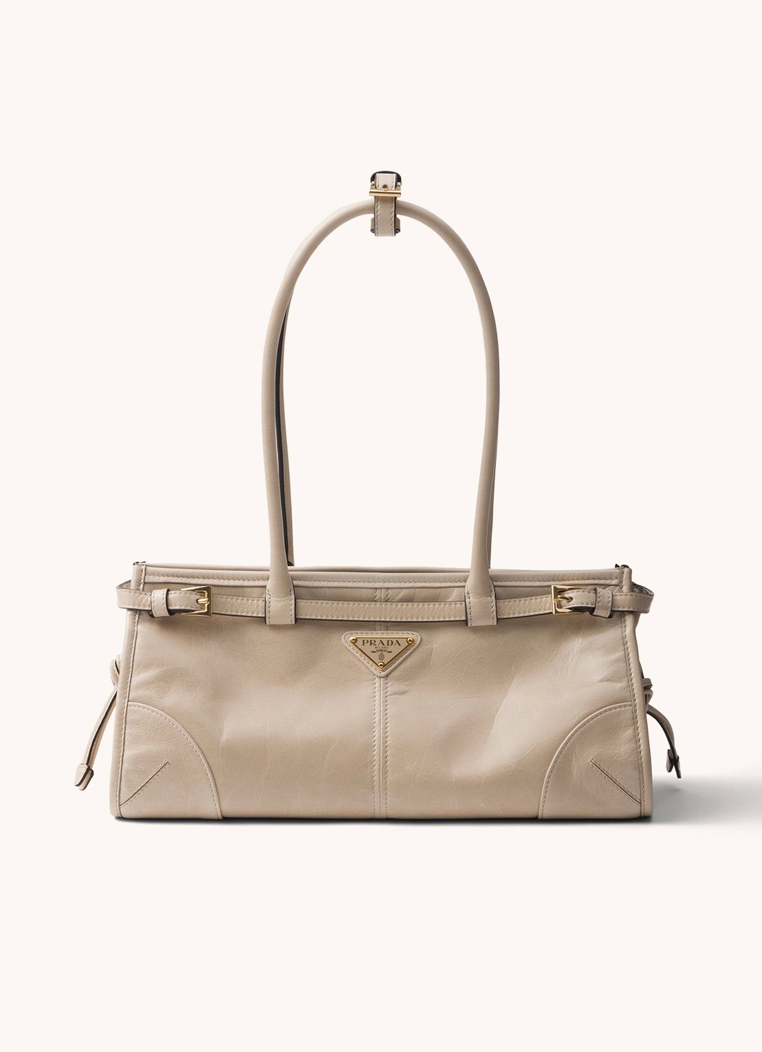 Prada Bonnie Medium schoudertas van kalfsleer - voorkant 6 beige