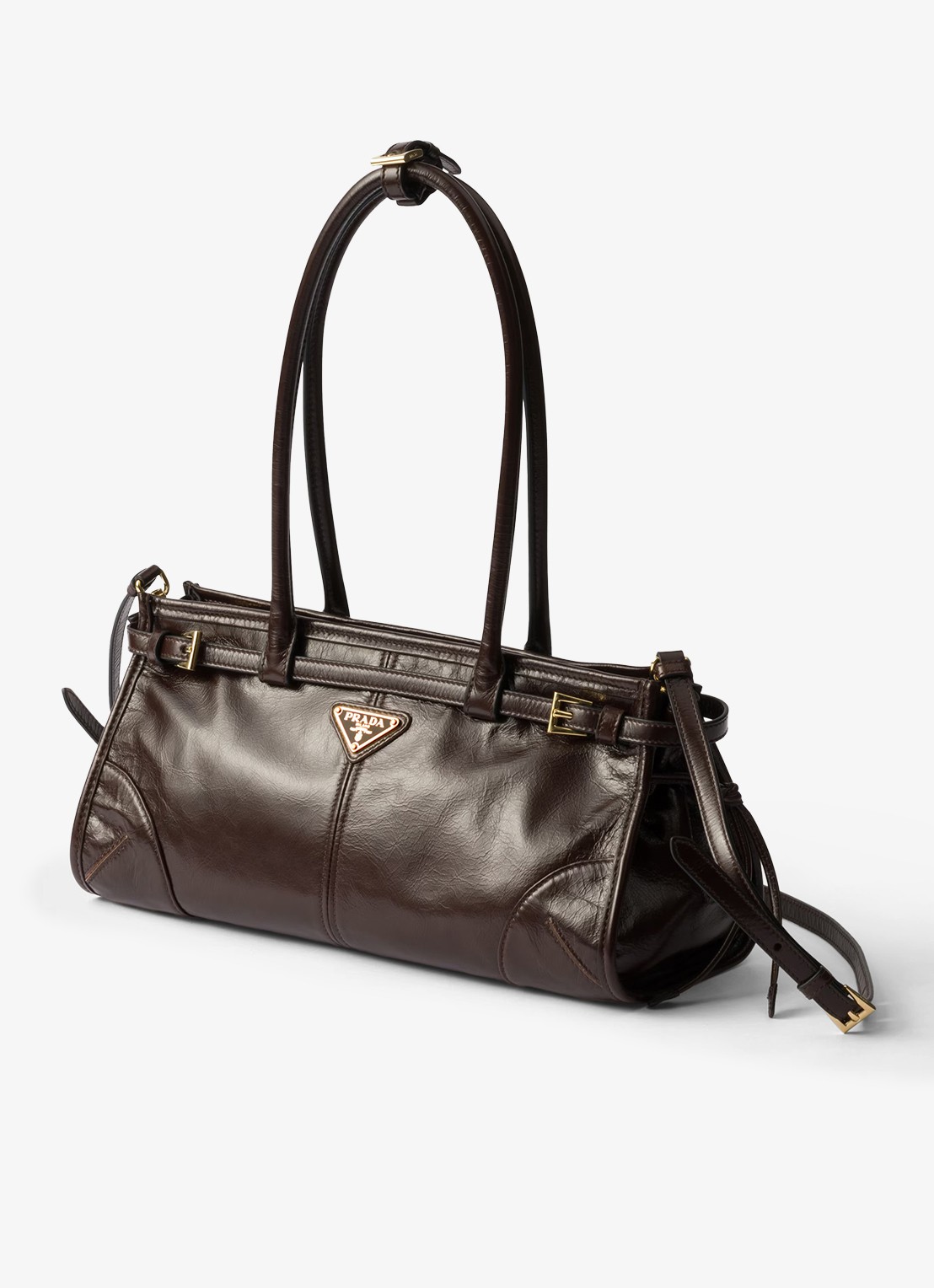 Prada Bonnie Medium schoudertas van kalfsleer - achterkant 4 donkerbruin