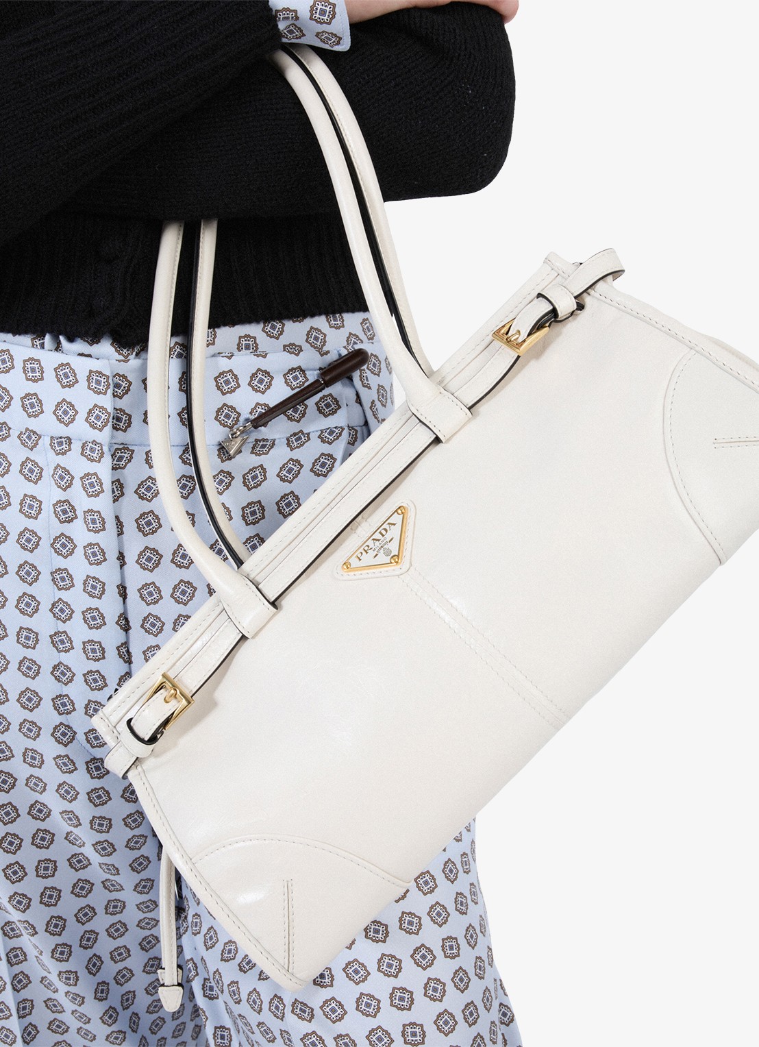 Prada Bonnie Medium schoudertas van kalfsleer - detail 7 wit