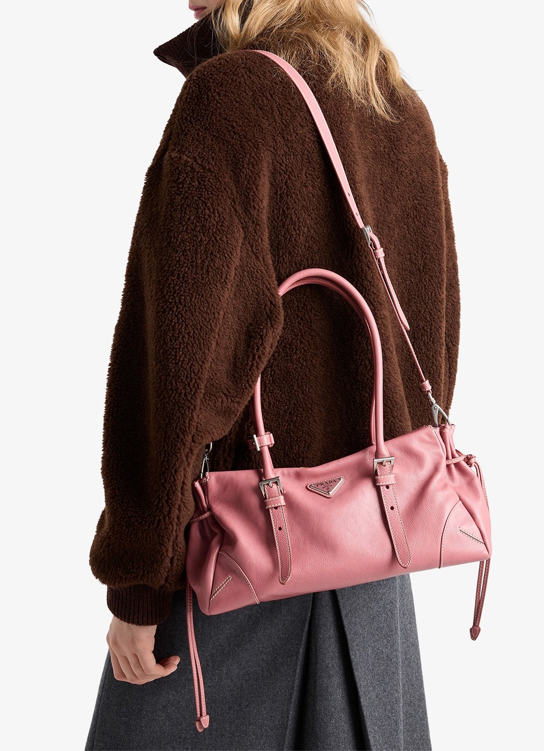 Prada Bonnie Medium schoudertas van kalfsleer - voorkant 7 oudroze
