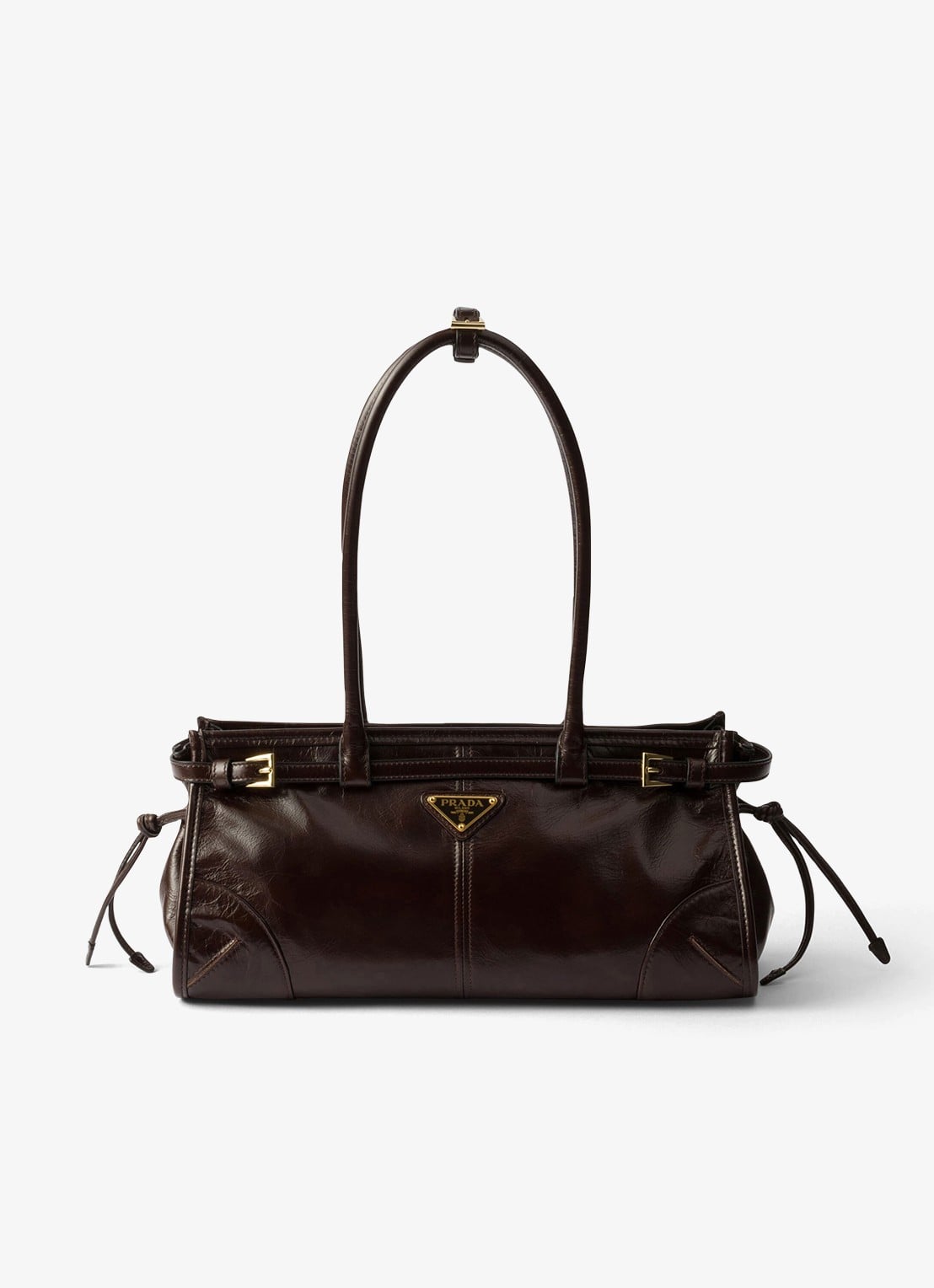 Prada Bonnie Medium schoudertas van kalfsleer - voorkant 3 donkerbruin