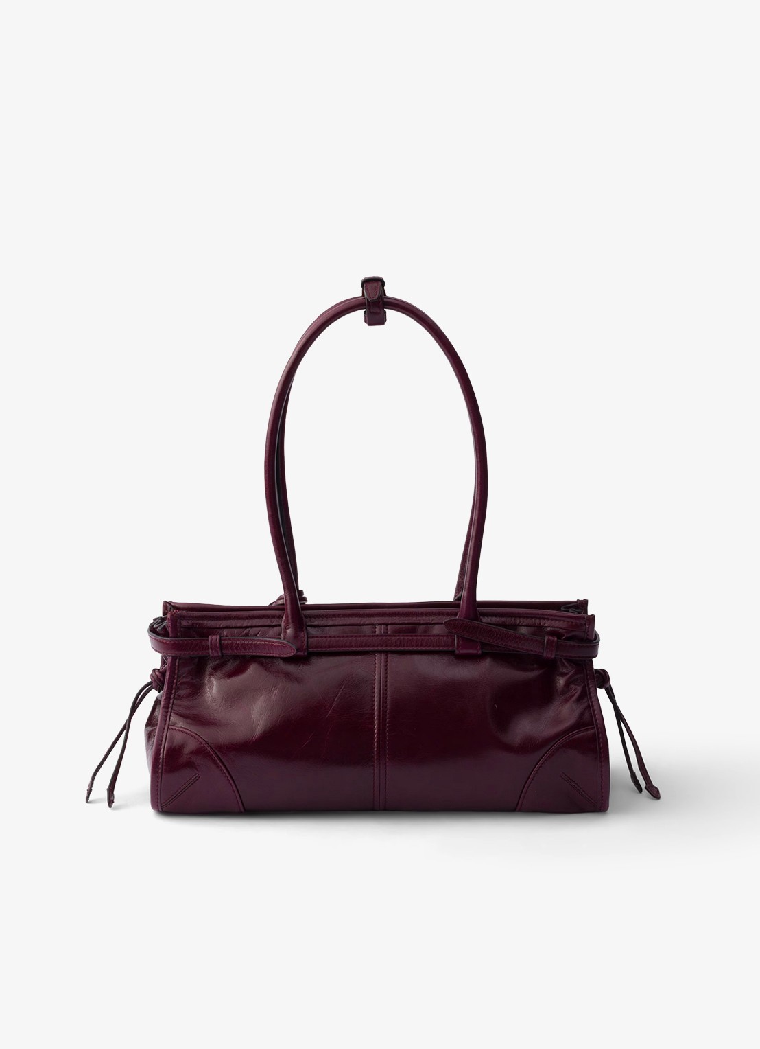 Prada Bonnie Medium schoudertas van kalfsleer - achterkant 5 donkerrood