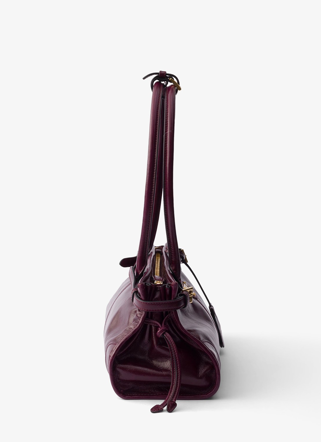 Prada Bonnie Medium schoudertas van kalfsleer - detail donkerrood