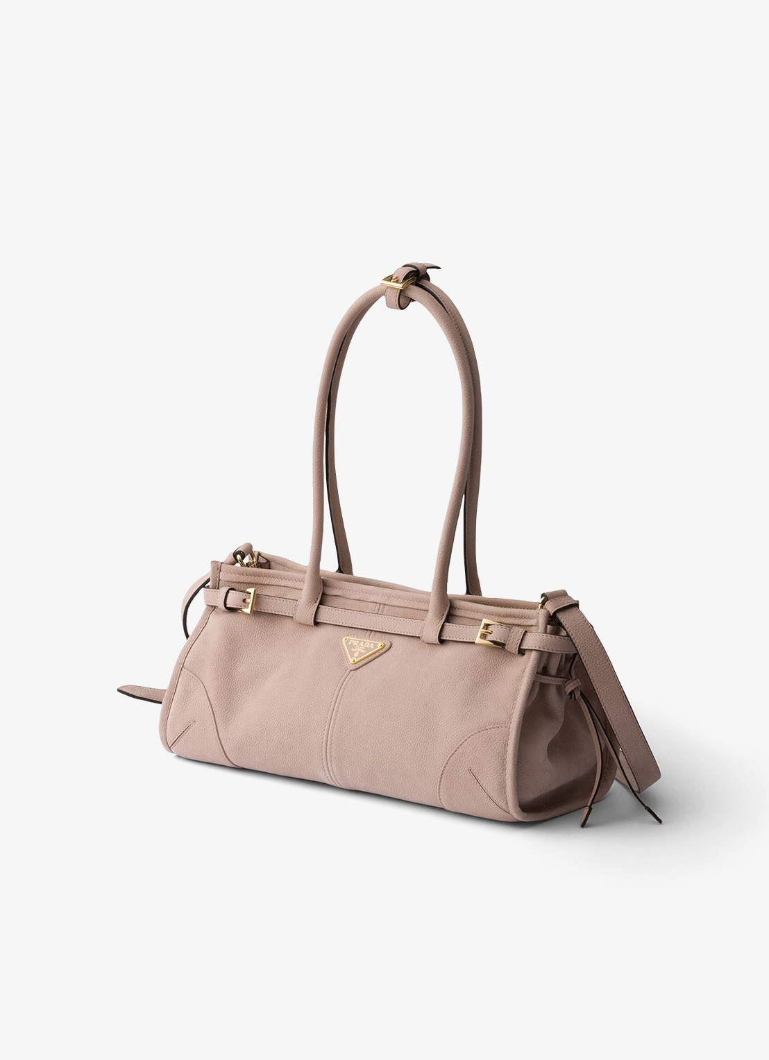 Prada Bonnie Medium schoudertas van nubuck - voorkant 2 oudroze