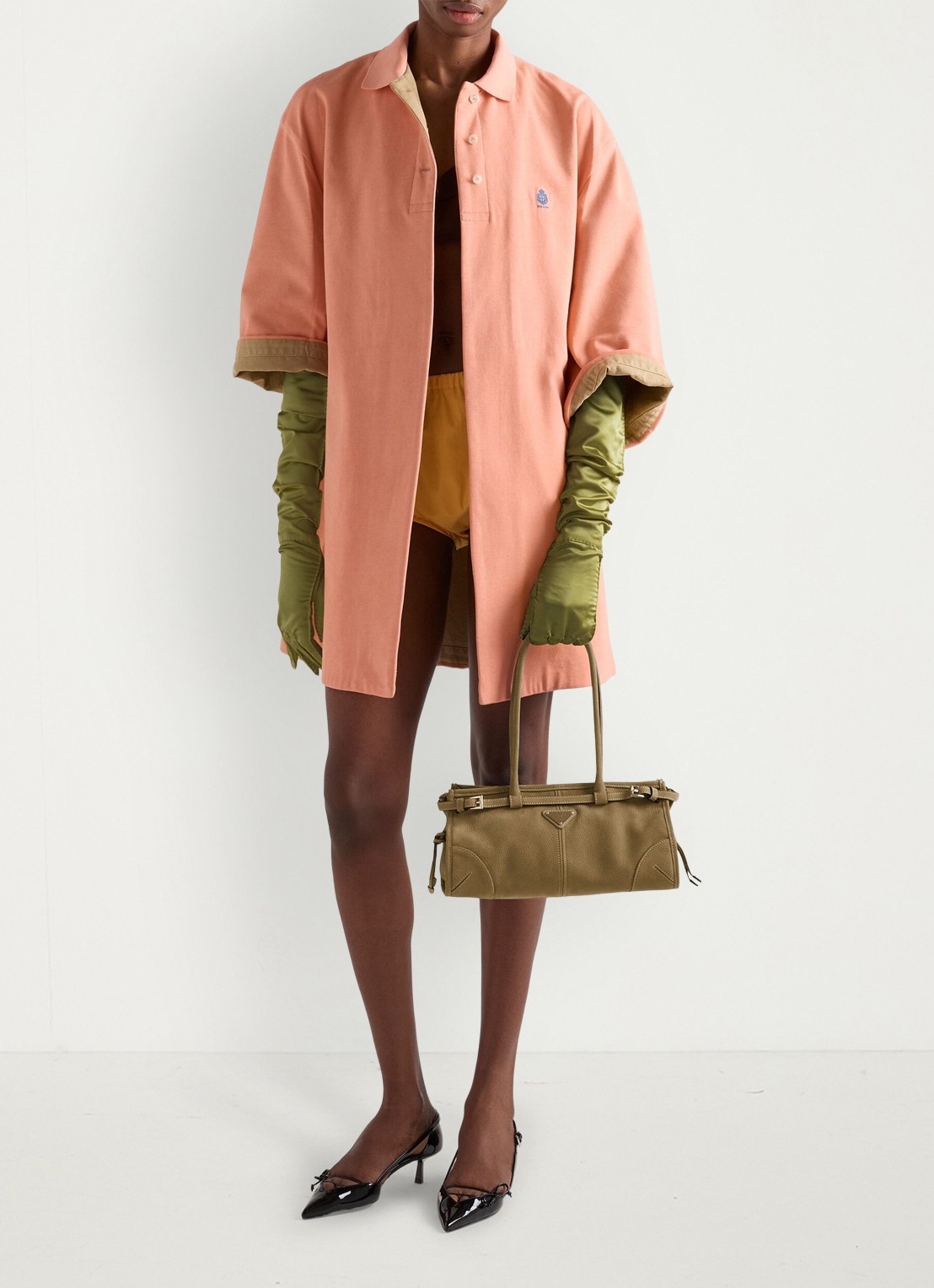 Prada Bonnie Medium schoudertas van nubuck - detail 3 khaki