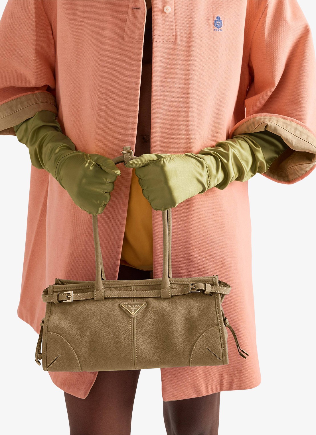 Prada Bonnie Medium schoudertas van nubuck - detail 4 khaki