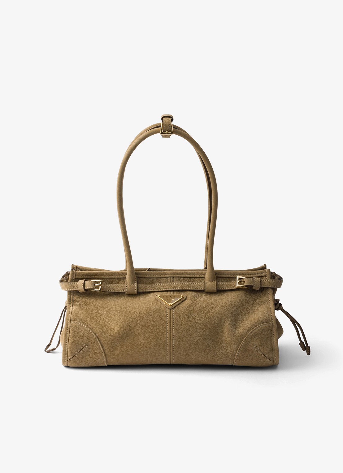 Prada Bonnie Medium schoudertas van nubuck - voorkant 6 khaki