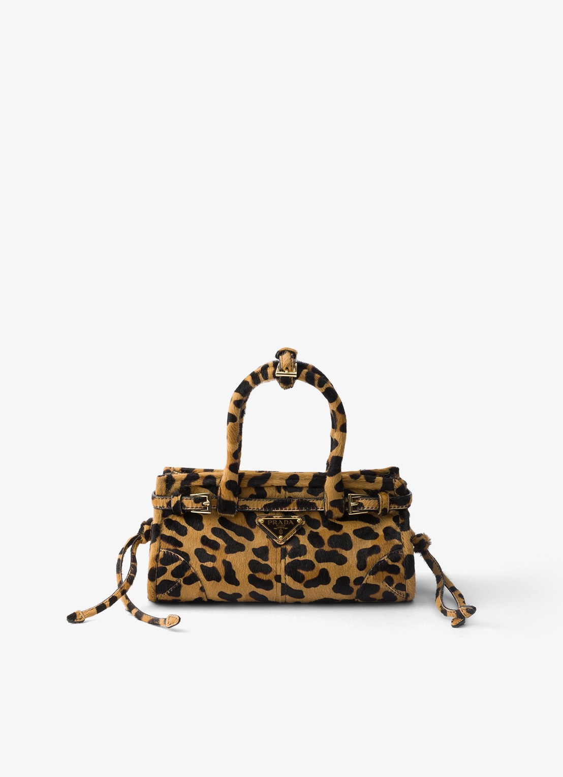 Prada Bonnie Mini handtas van kalfsleer met ponyhair - voorkant 6 gebroken wit