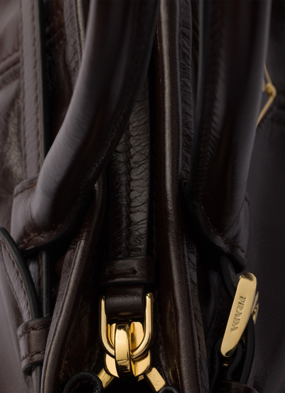 Prada Bonnie Mini handtas van kalfsleer - detail 3 donkerbruin