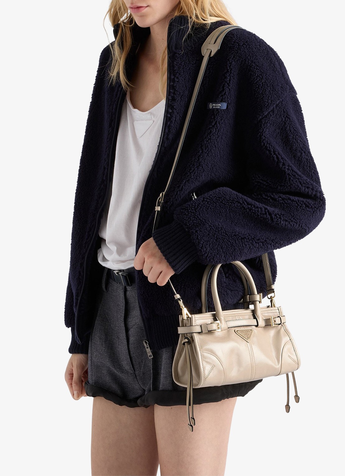 Prada Bonnie Mini handtas van kalfsleer - detail 5 beige