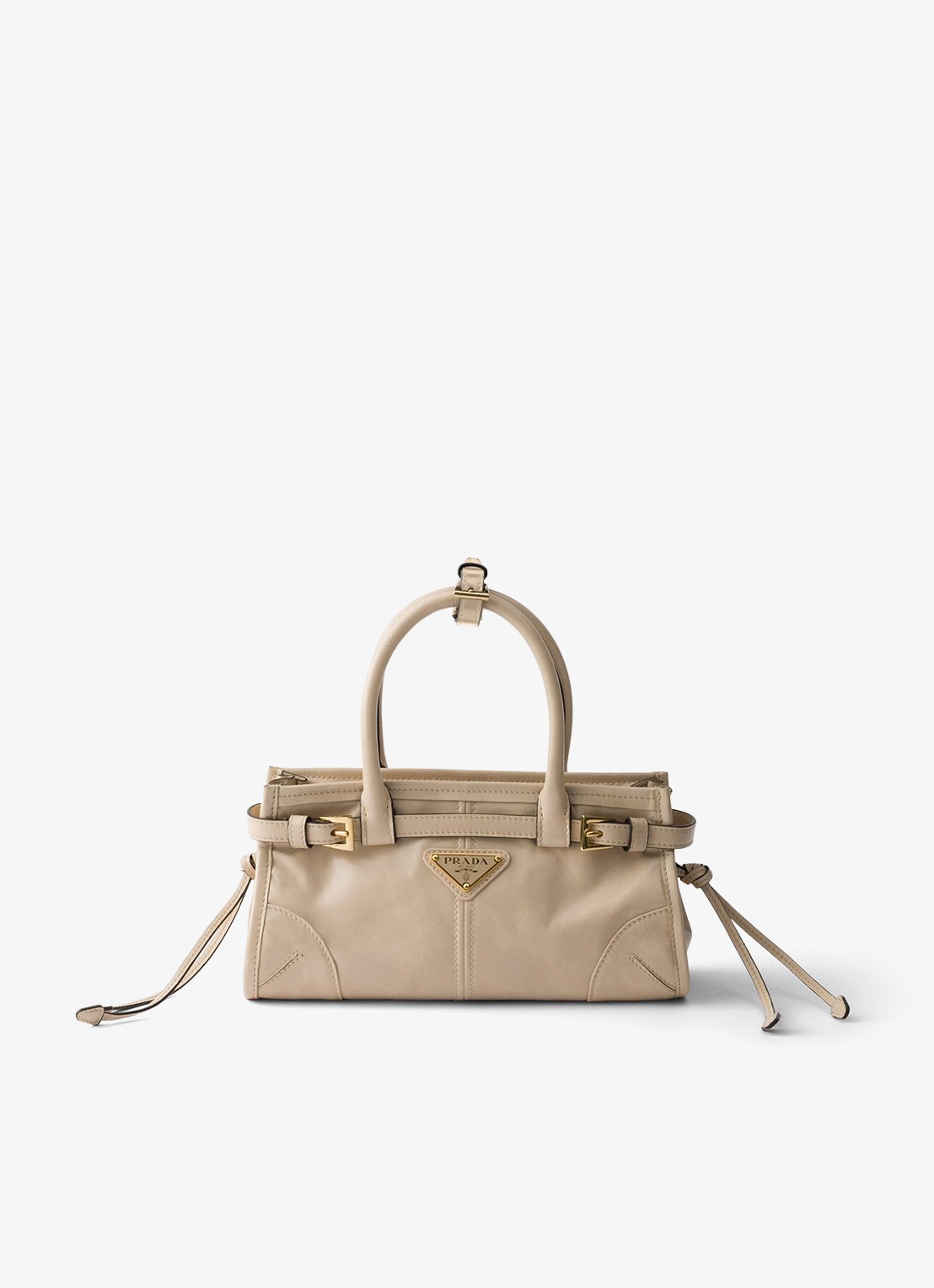 Prada Bonnie Mini handtas van kalfsleer - voorkant beige