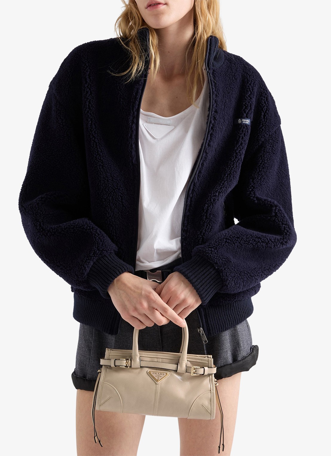 Prada Bonnie Mini handtas van kalfsleer - voorkant 2 beige
