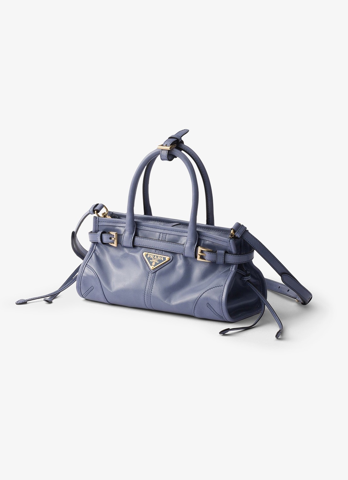 Prada Bonnie Mini handtas van kalfsleer - voorkant 5 staalblauw