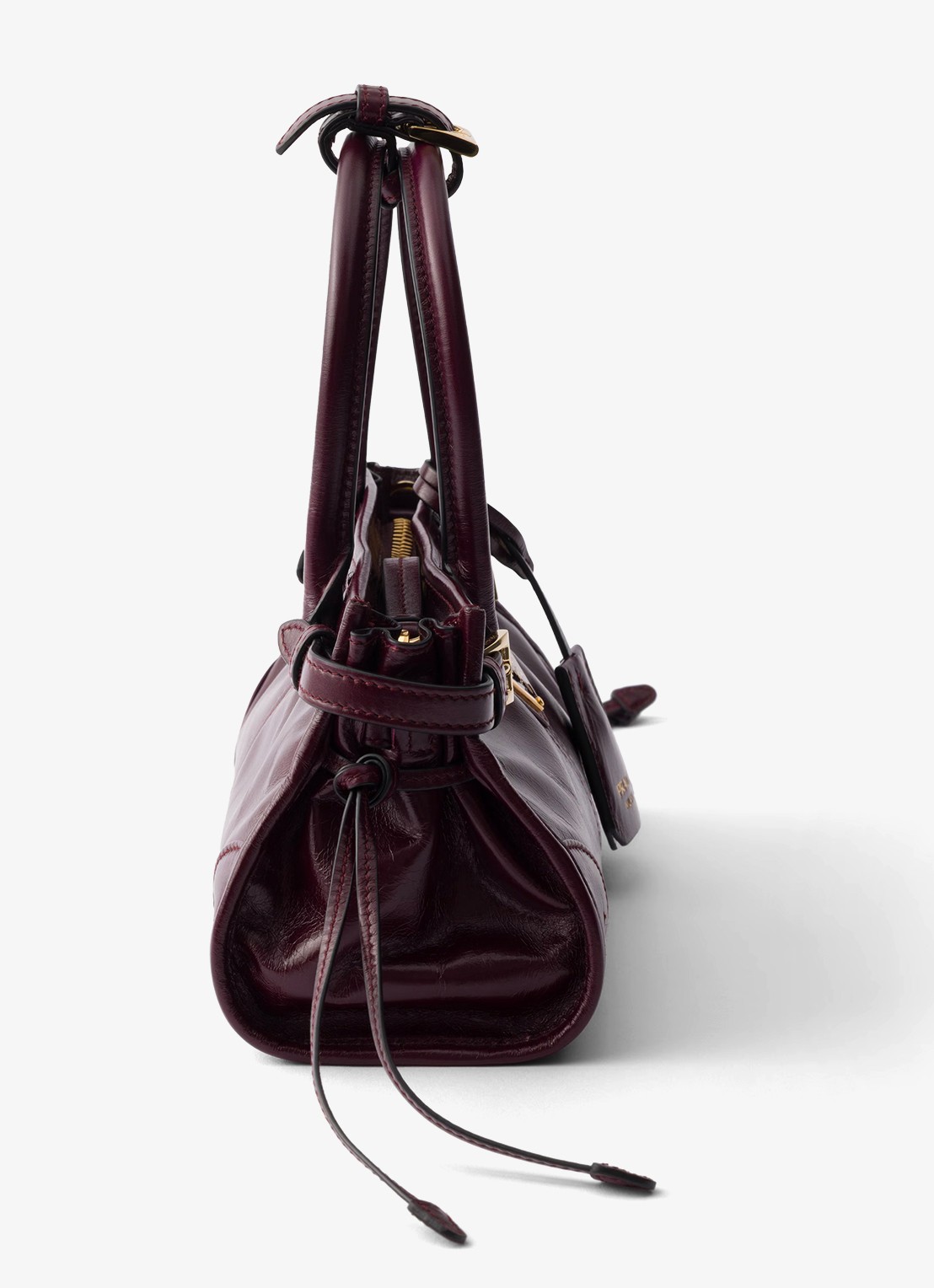 Prada Bonnie Mini handtas van kalfsleer - detail bordeauxrood
