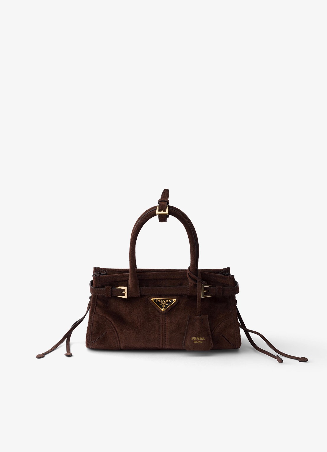 Prada Bonnie Mini handtas van kalfssuède - voorkant 5 donkerbruin