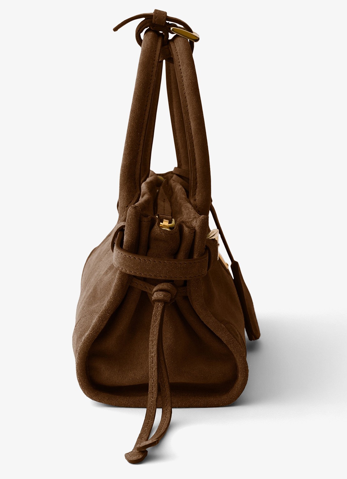 Prada Bonnie Mini handtas van kalfssuède - detail naturel