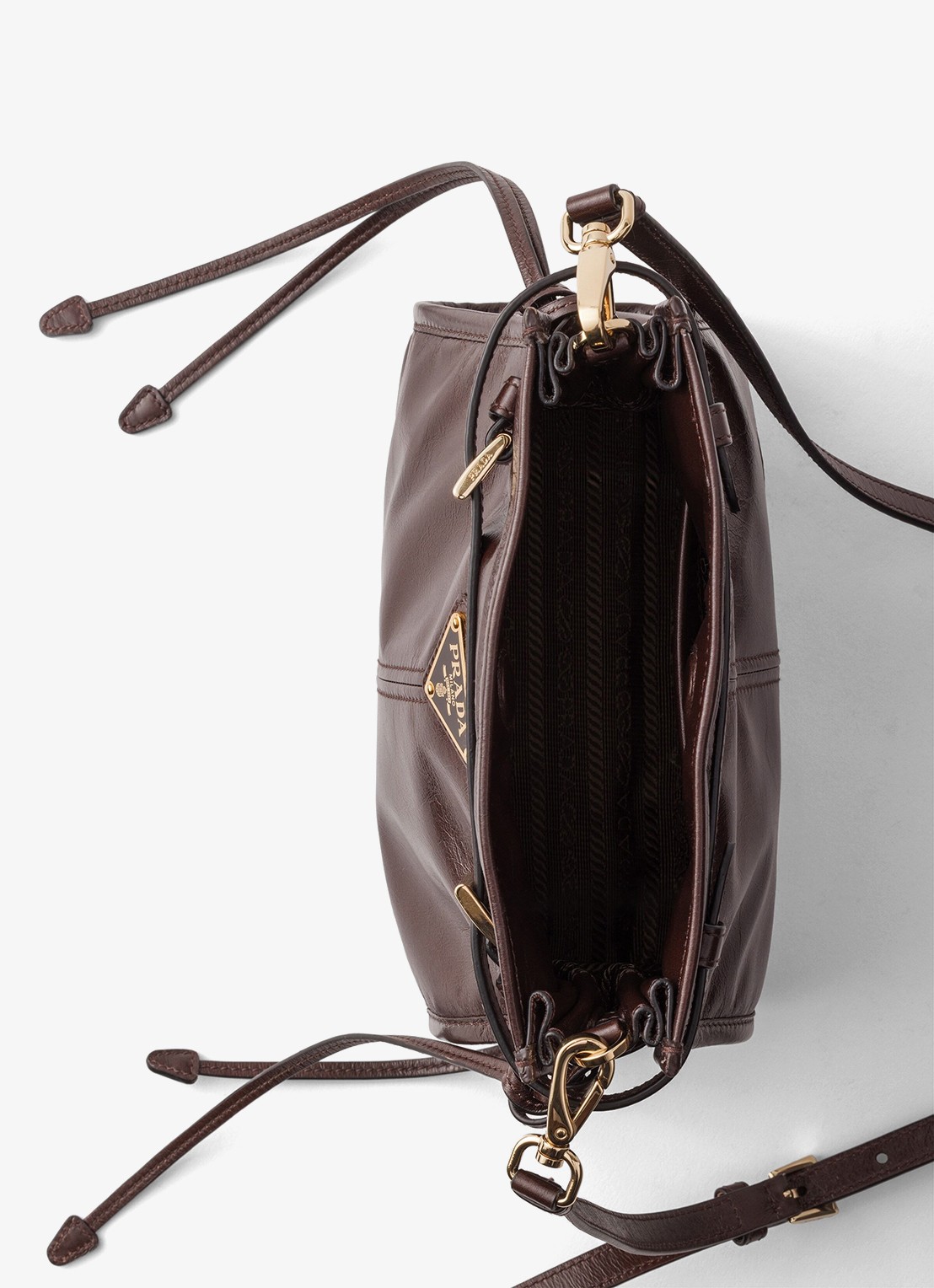 Prada Bonnie Mini schoudertas van kalfsleer - detail 4 donkerbruin