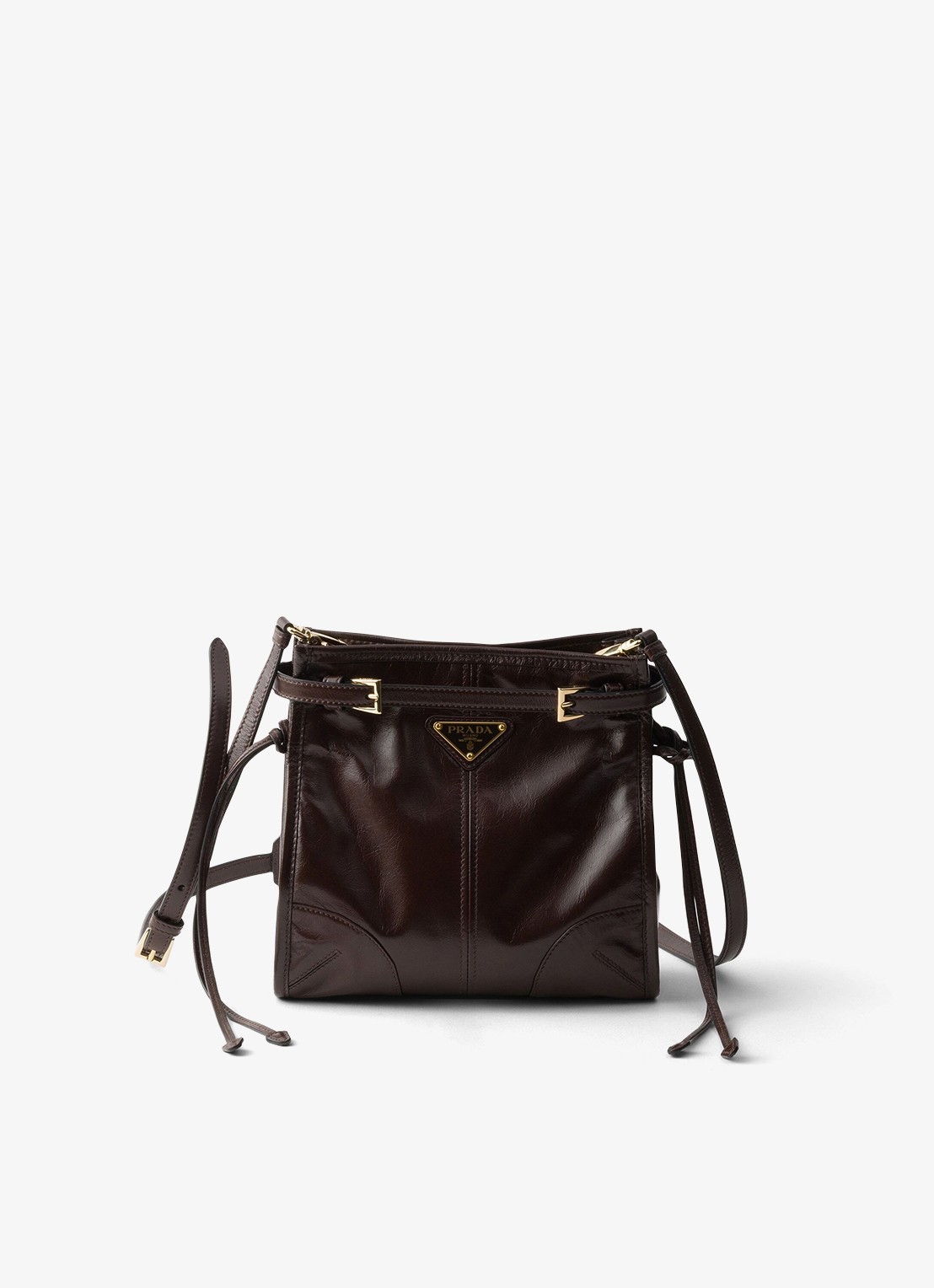 Prada Bonnie Mini schoudertas van kalfsleer - voorkant donkerbruin