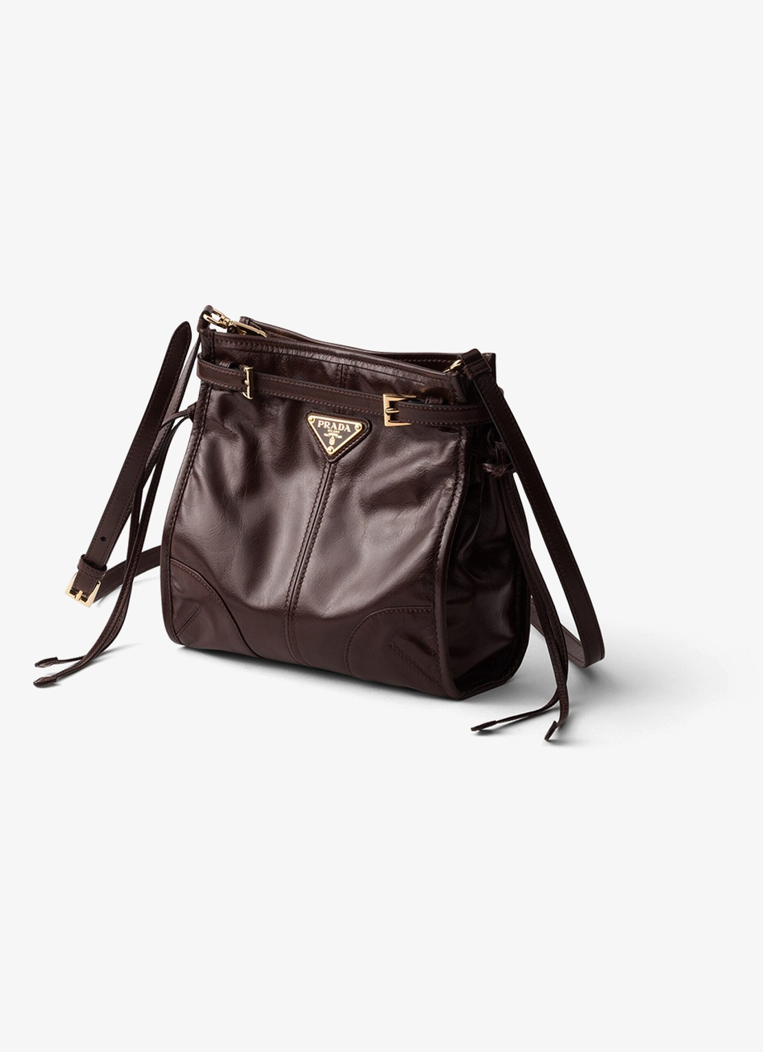 Prada Bonnie Mini schoudertas van kalfsleer - voorkant 2 donkerbruin